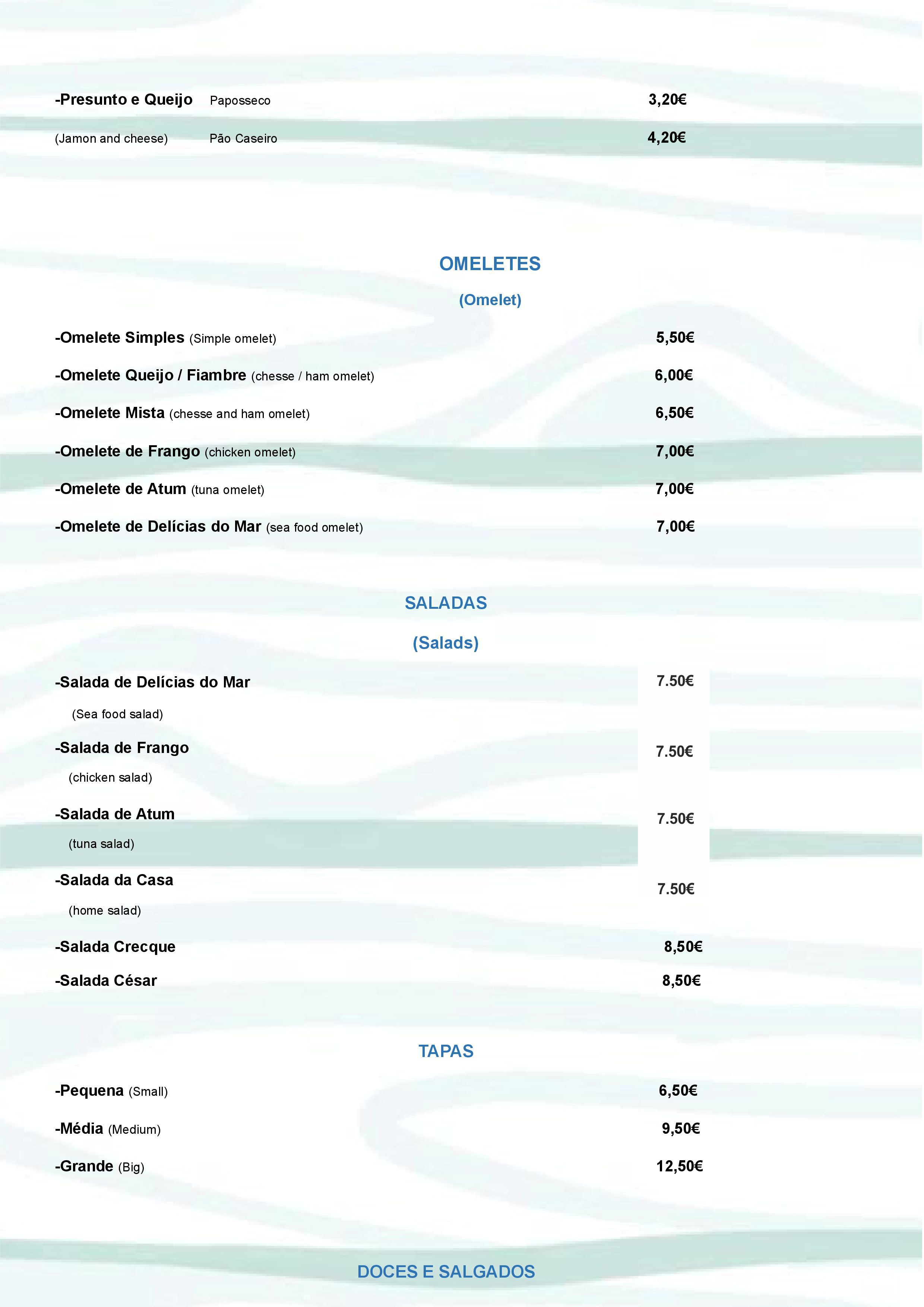 Menu SNACK-BAR DA BAIXA página 3