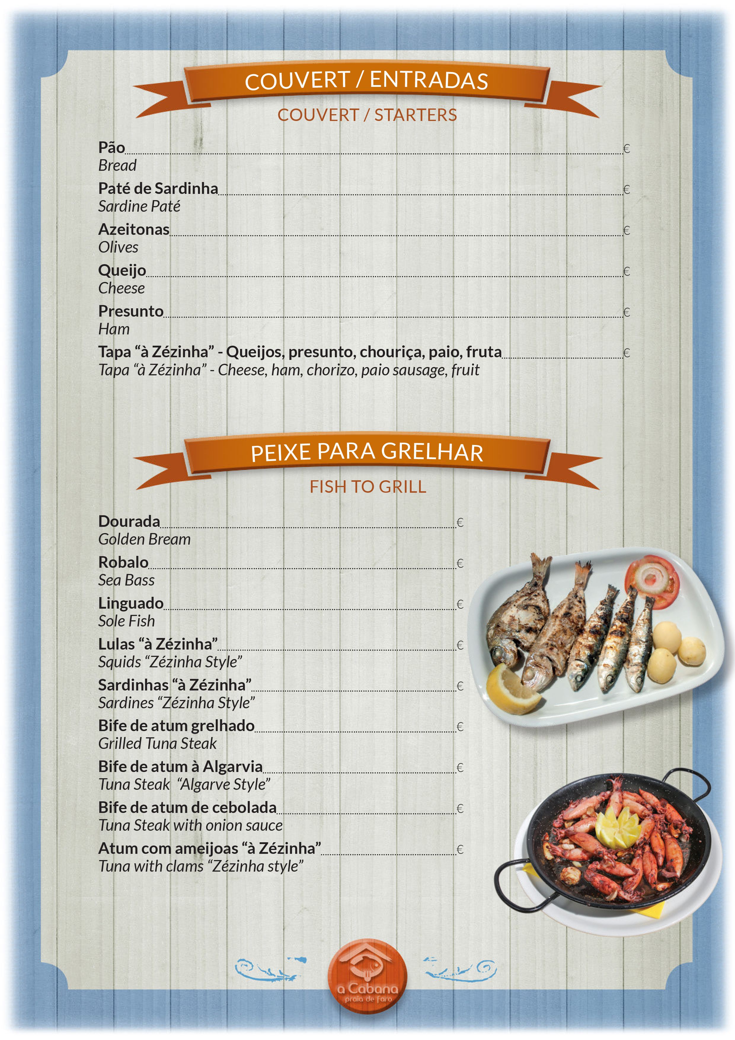 Menu Restaurante a Cabana página 2