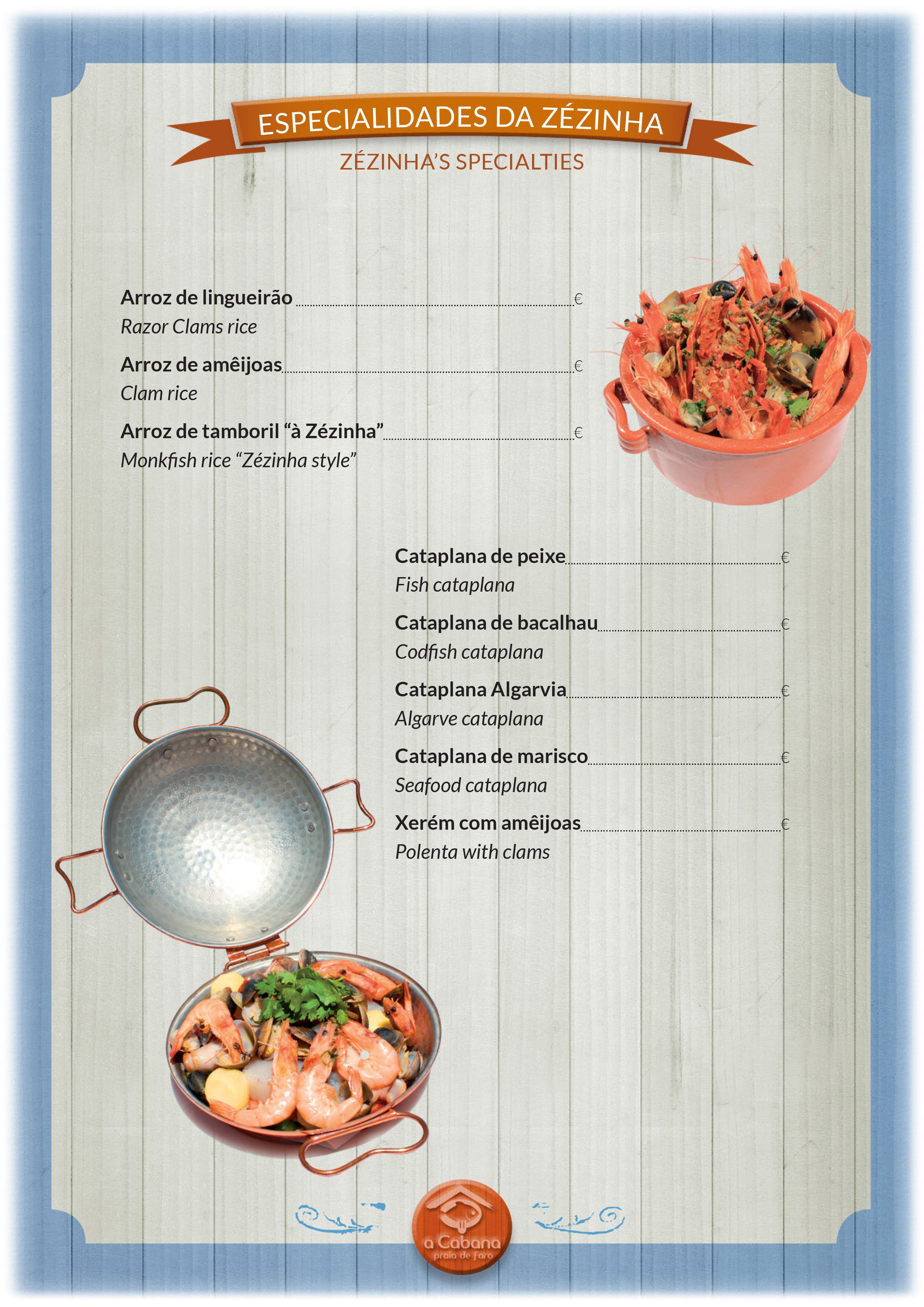 Menu Restaurante a Cabana página 4