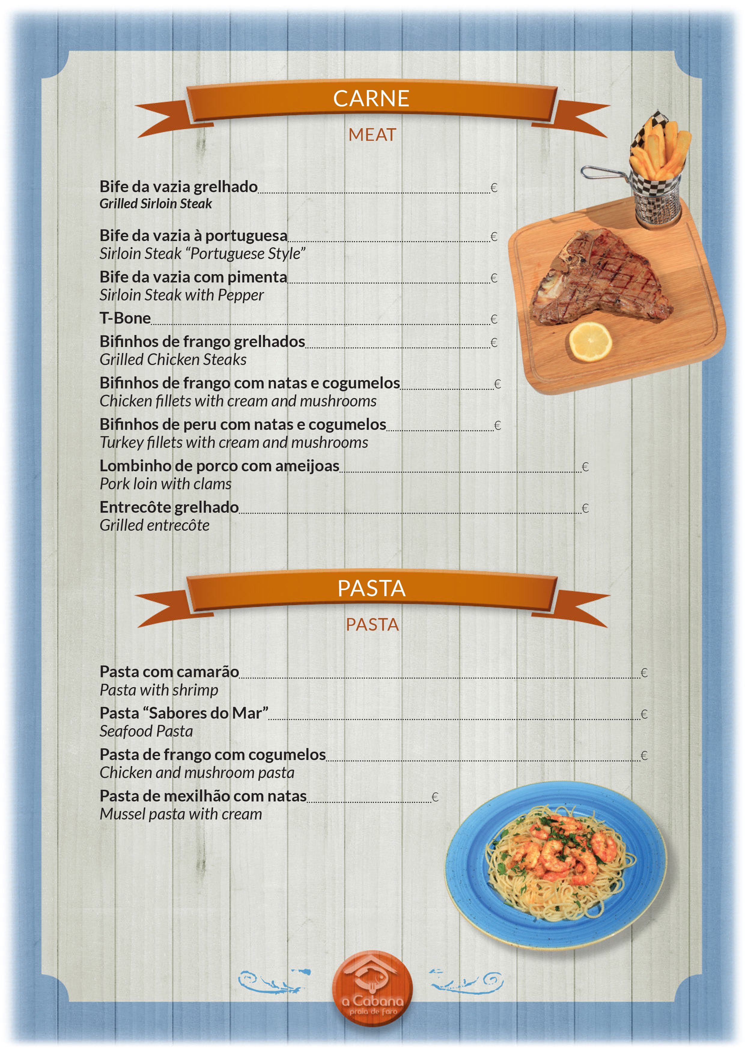 Menu Restaurante a Cabana página 6