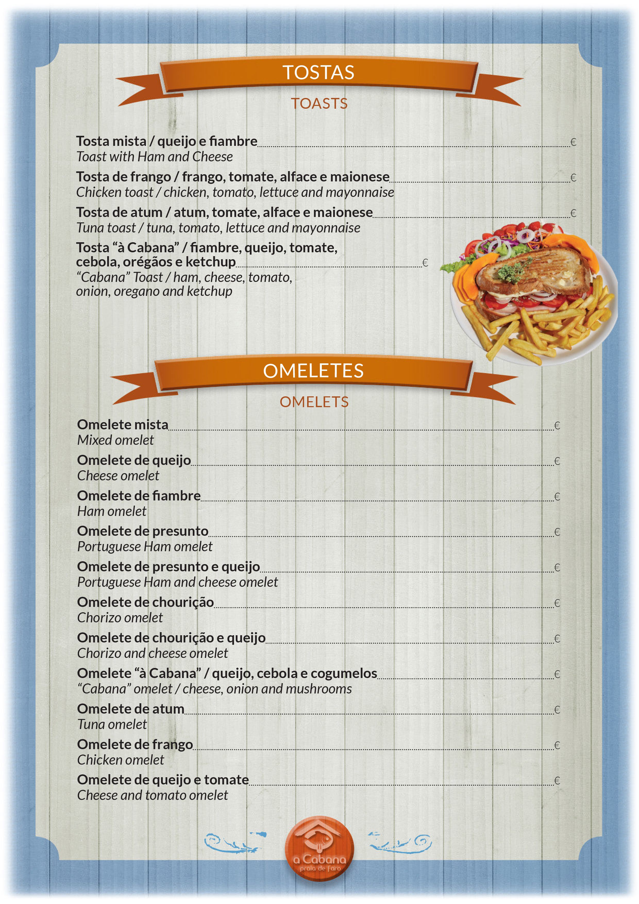 Menu Restaurante a Cabana página 7