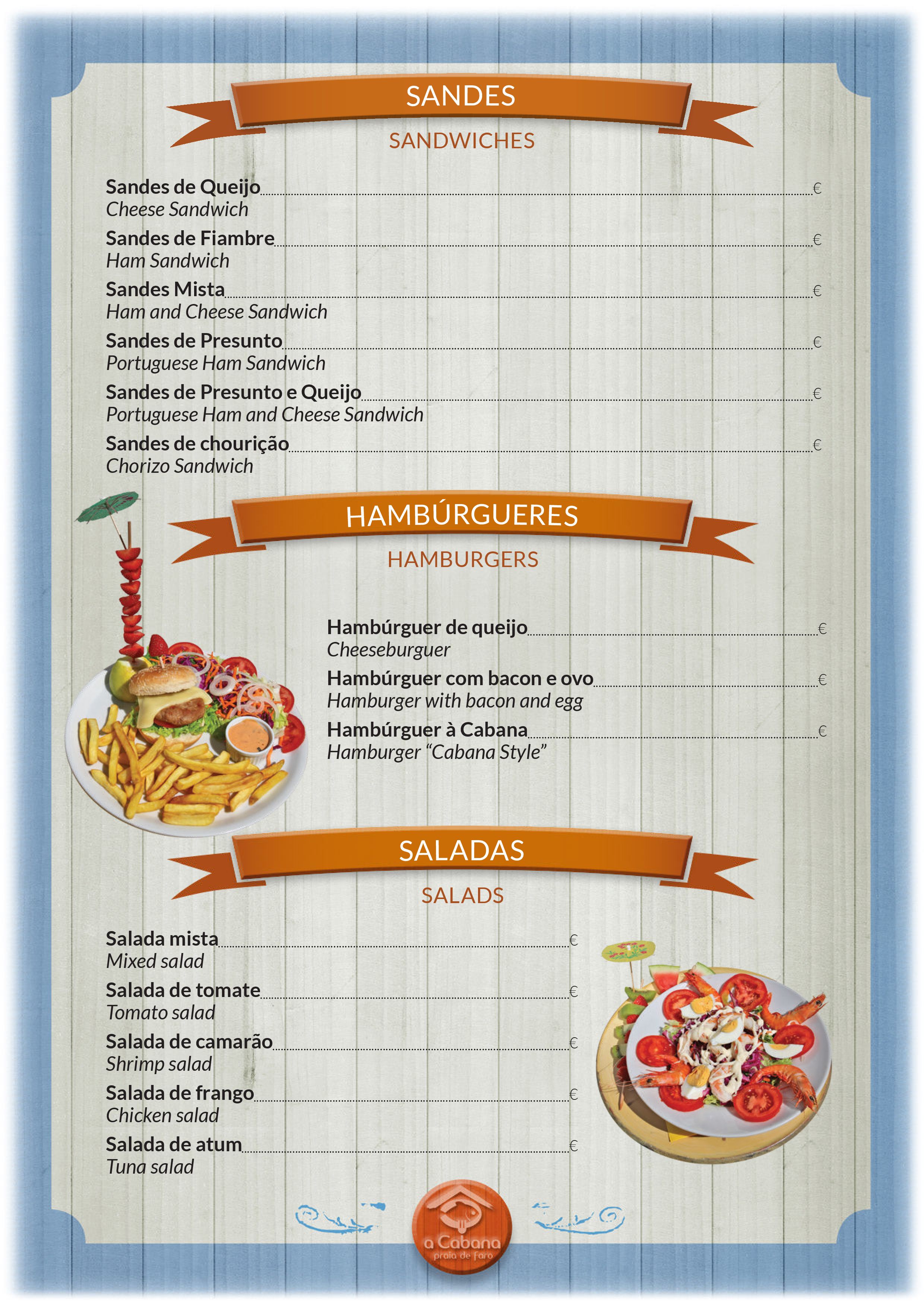 Menu Restaurante a Cabana página 8