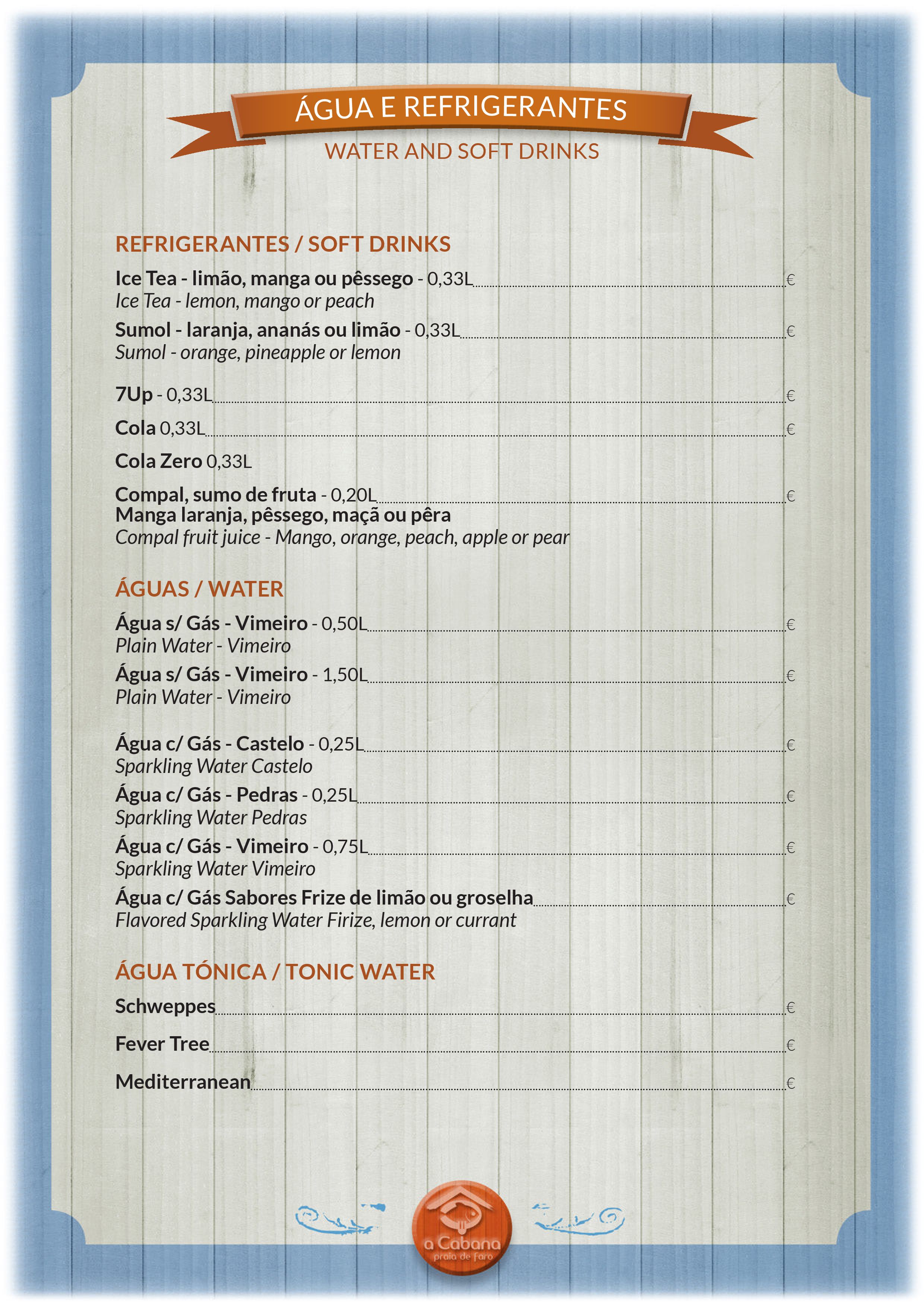 Menu Restaurante a Cabana página 9