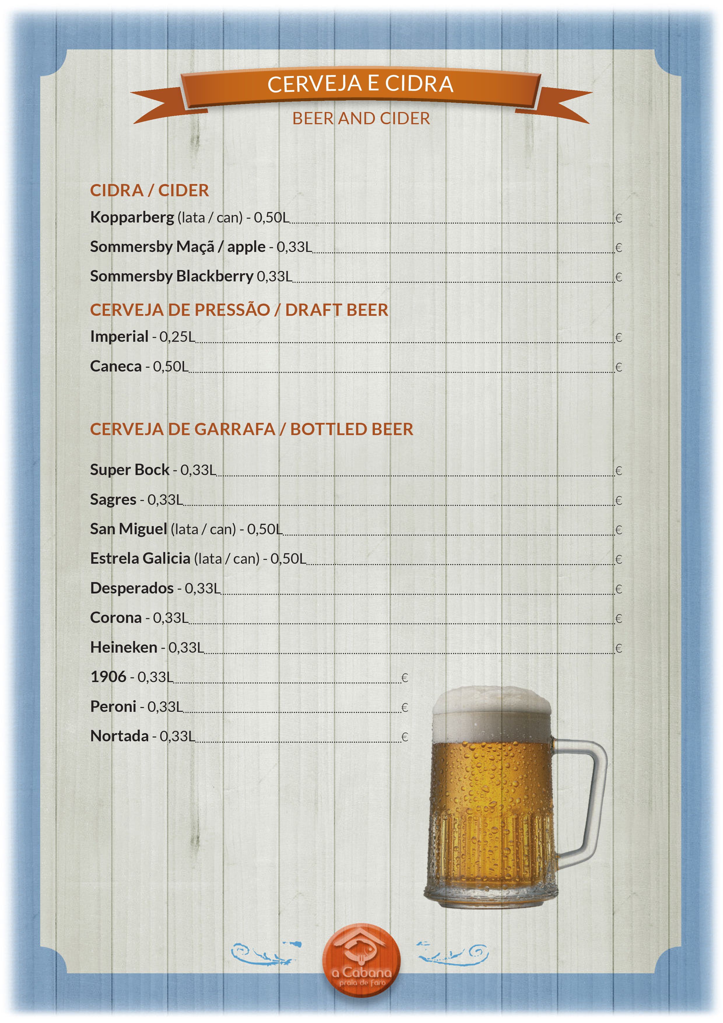 Menu Restaurante a Cabana página 10