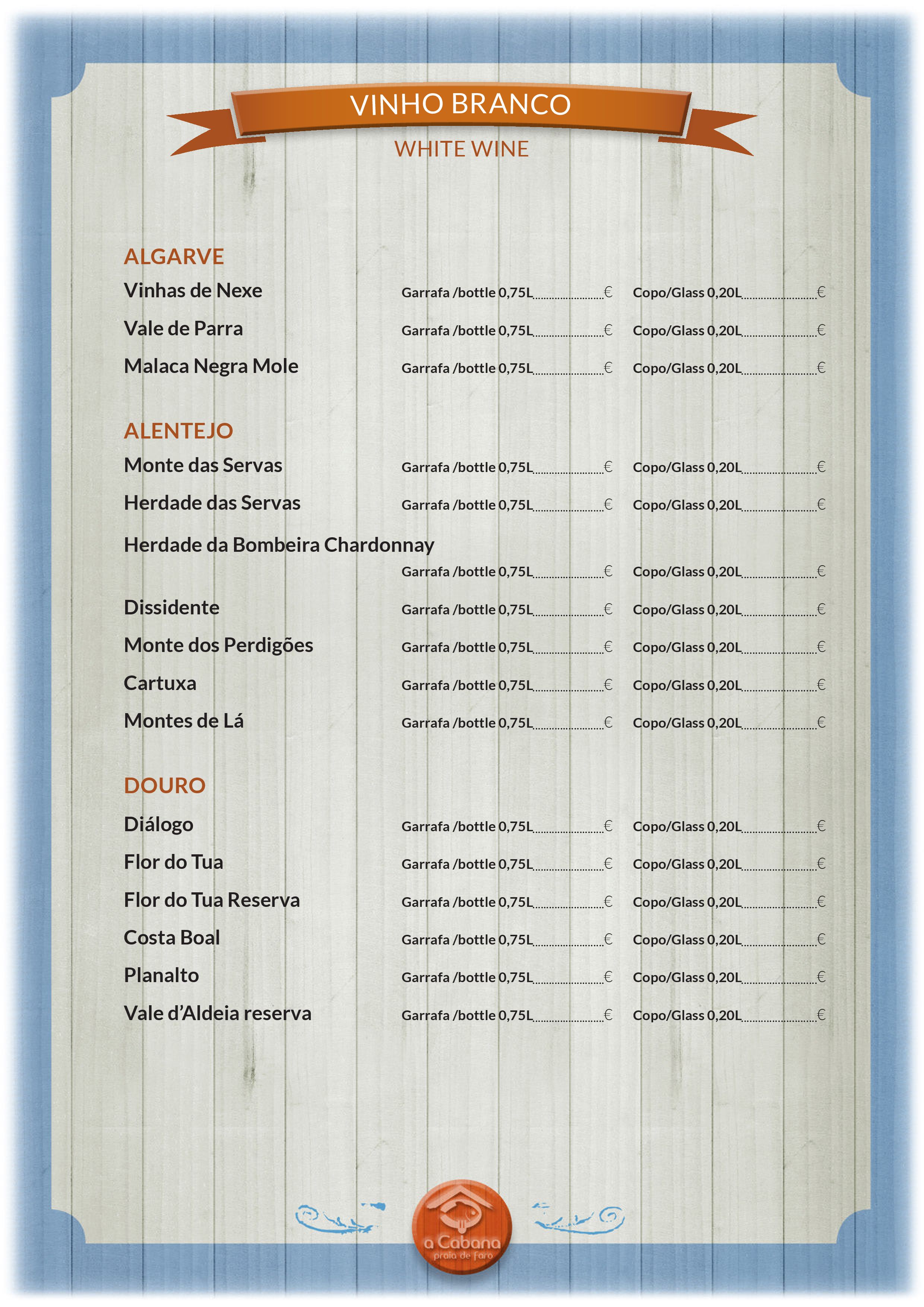 Menu Restaurante a Cabana página 12
