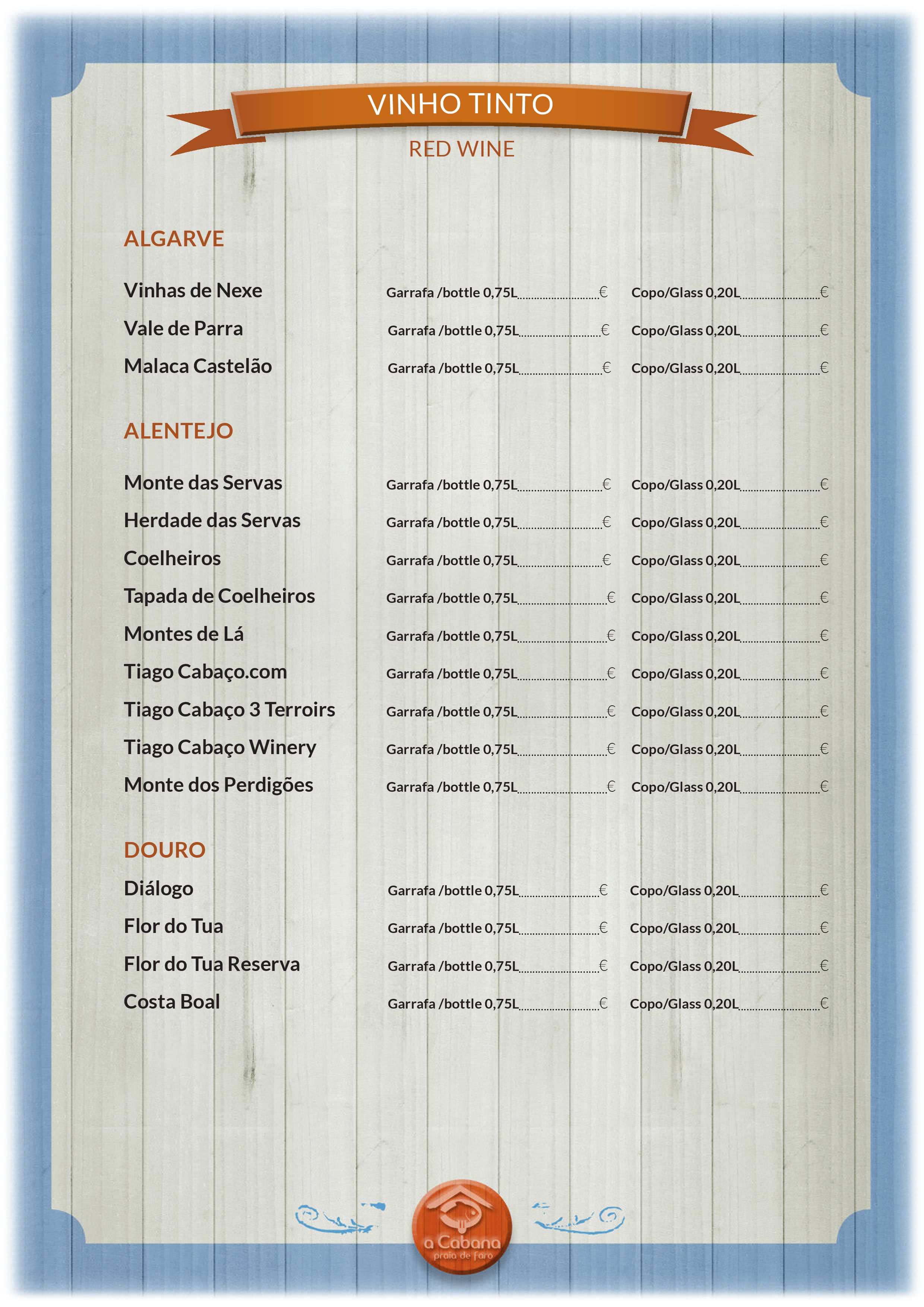 Menu Restaurante a Cabana página 13