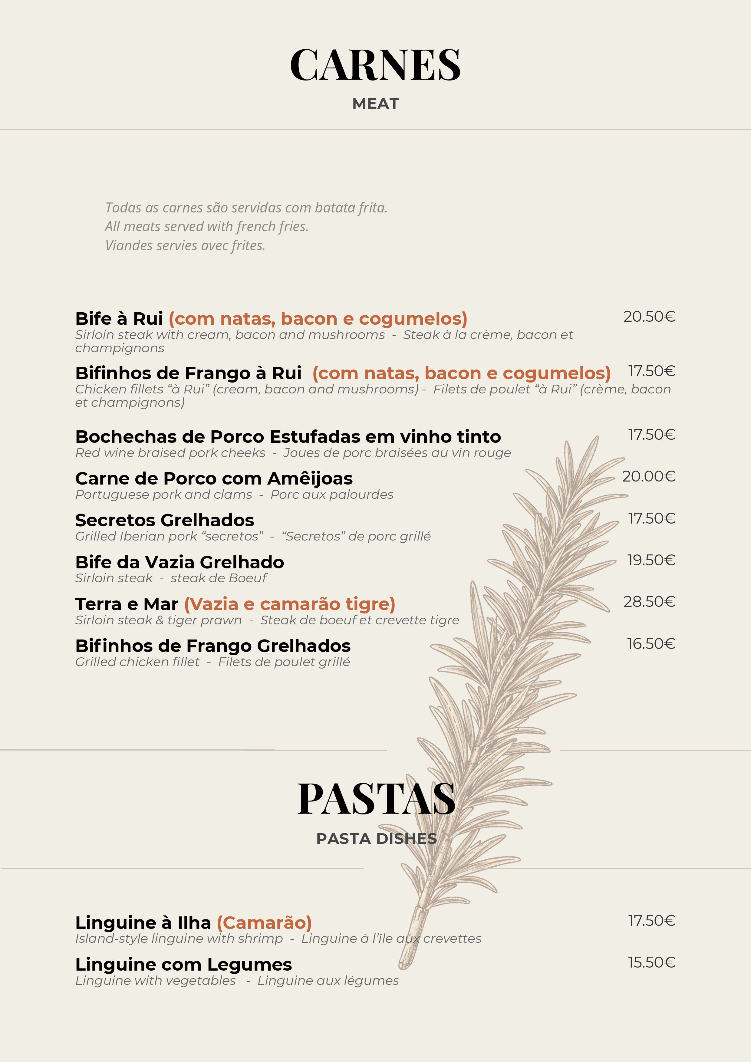 Menu Restaurante O Rui página 12