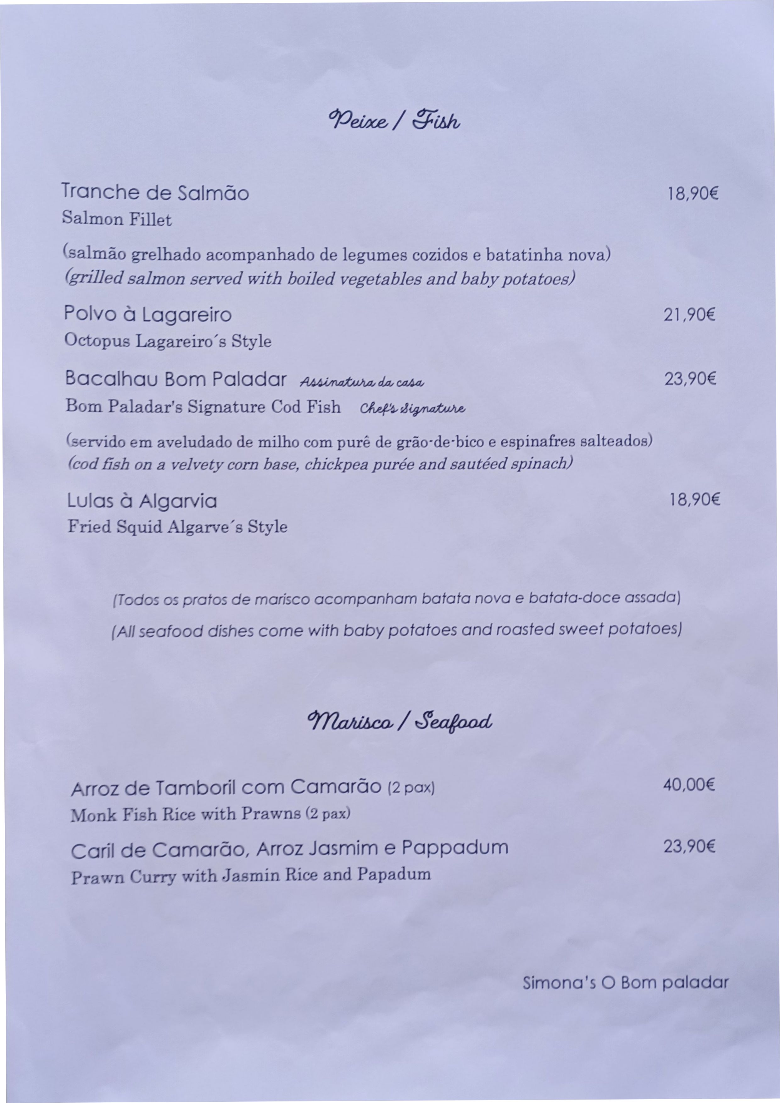 Menu RESTAURANTE BOM PALADAR página 3