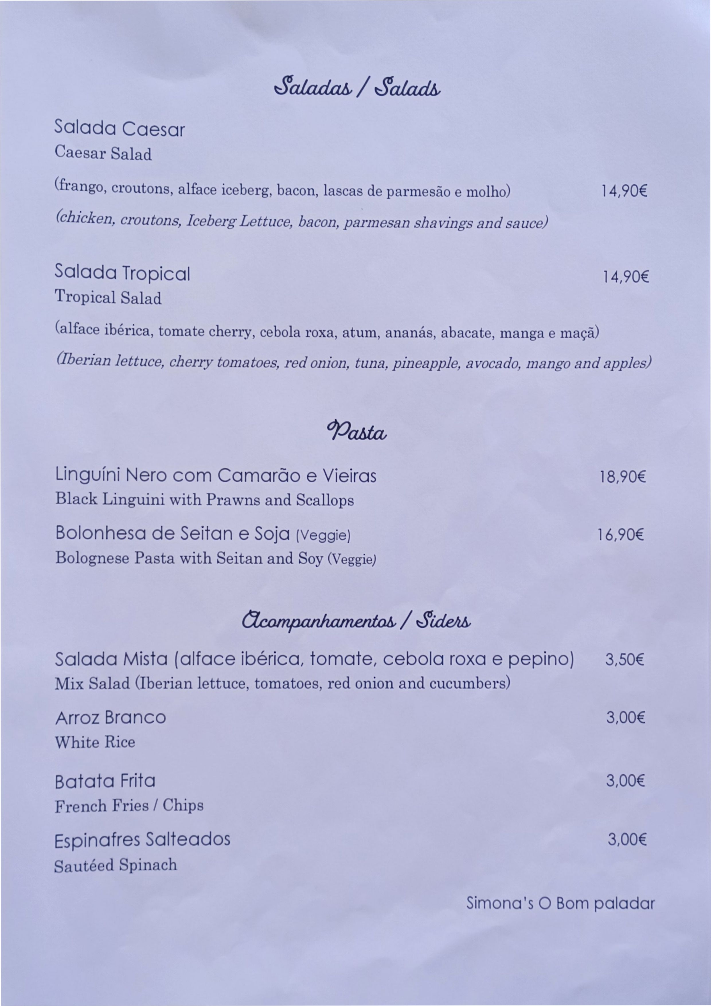Menu RESTAURANTE BOM PALADAR página 4