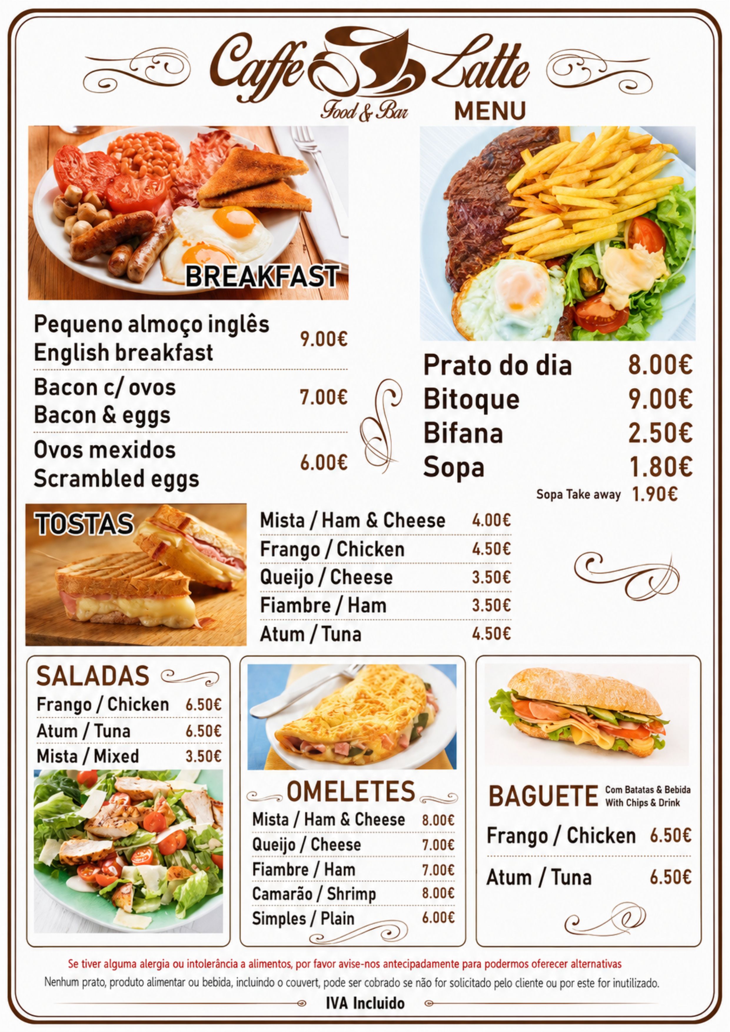 Menu CAFFE LATTE página 1
