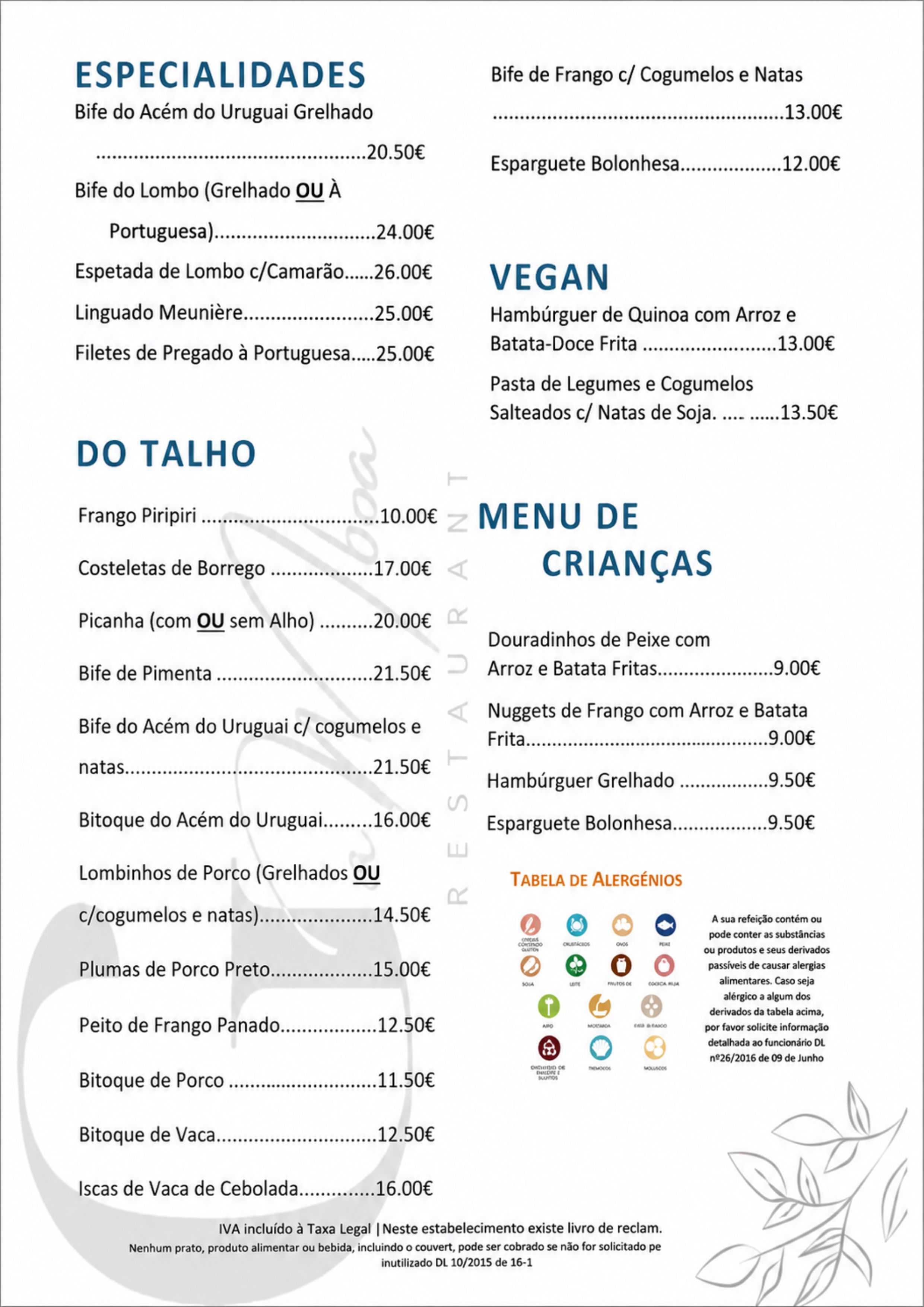 Menu RESTAURANTE GAMBOA página 2