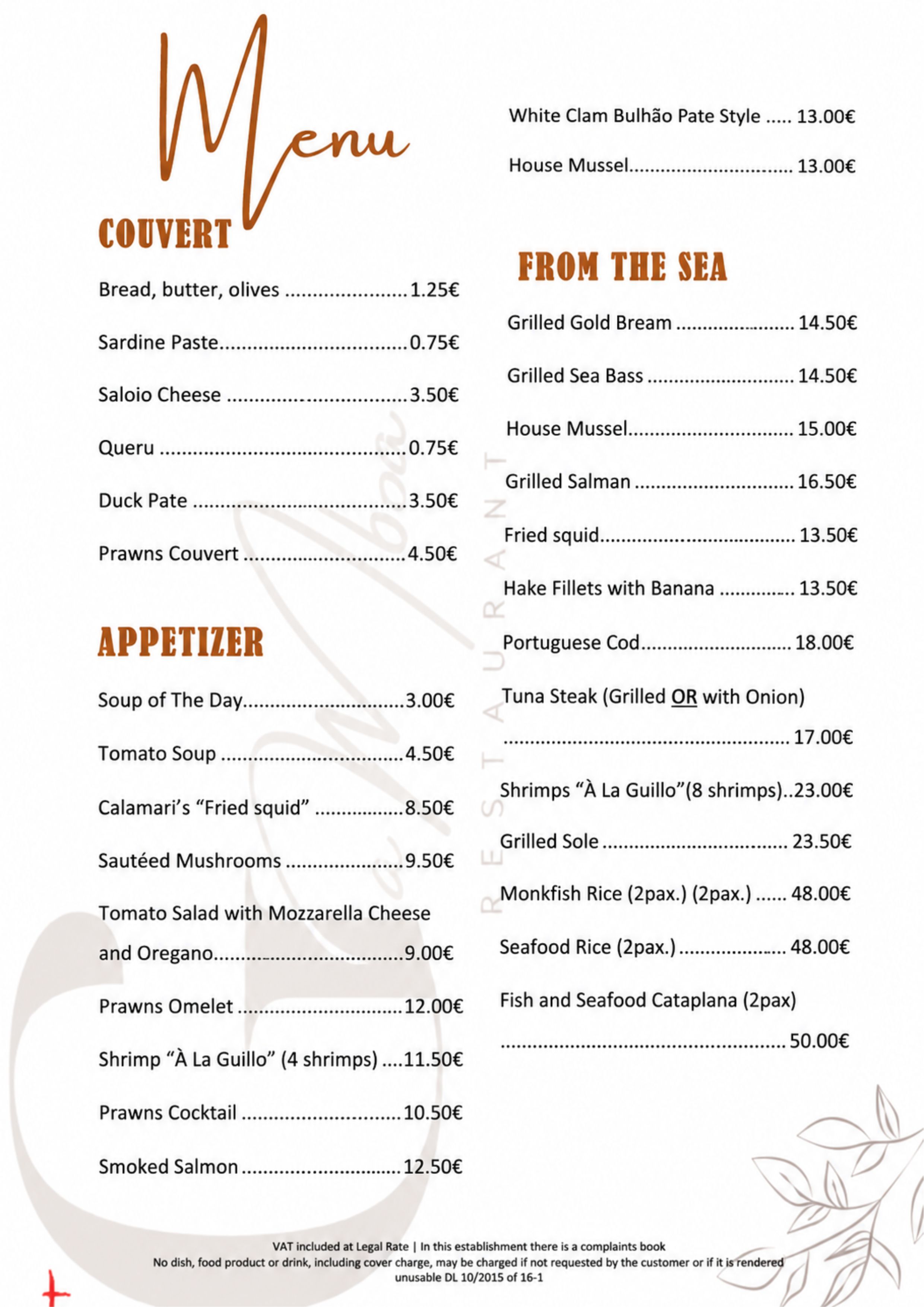 Menu RESTAURANTE GAMBOA página 3