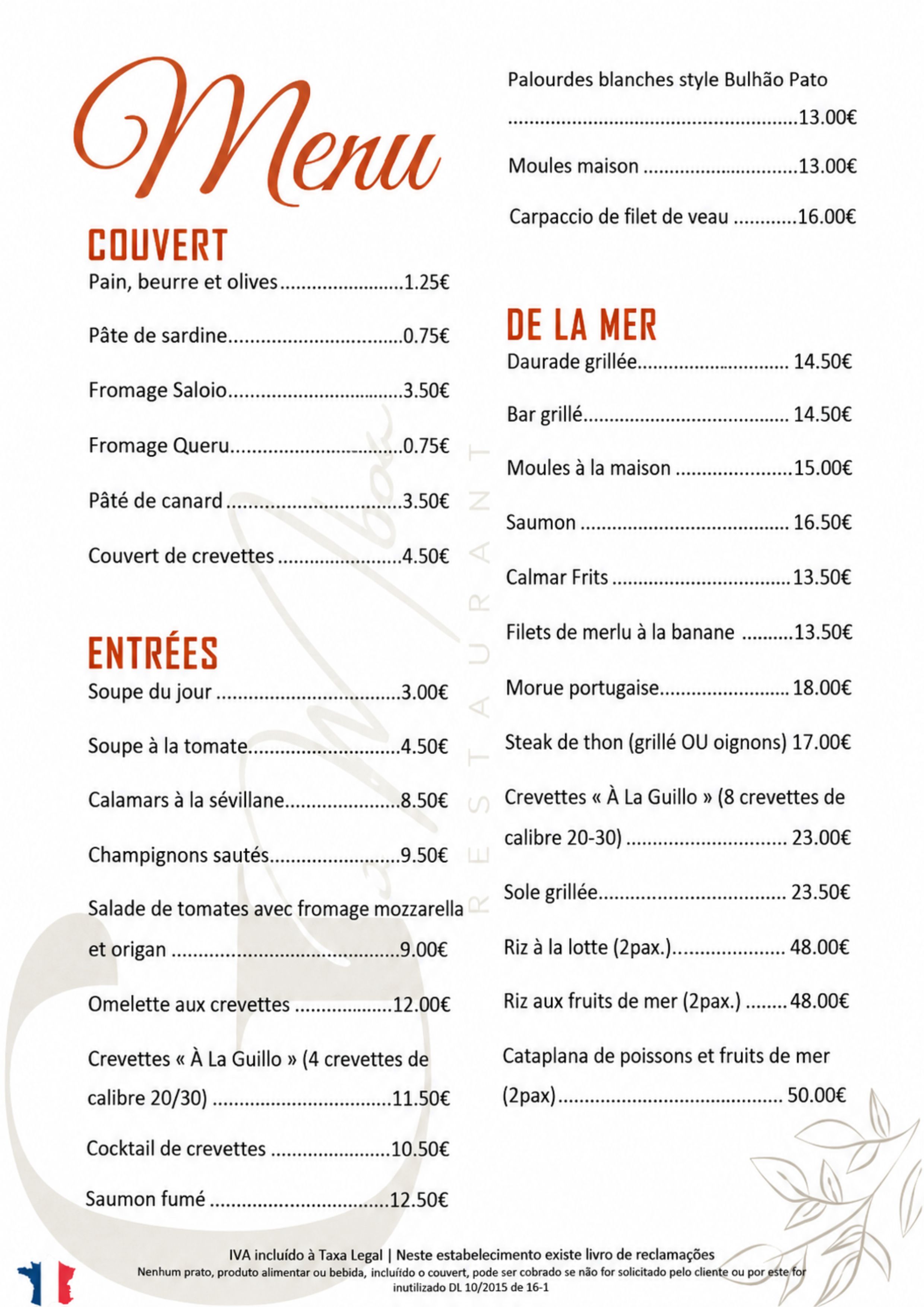 Menu RESTAURANTE GAMBOA página 5