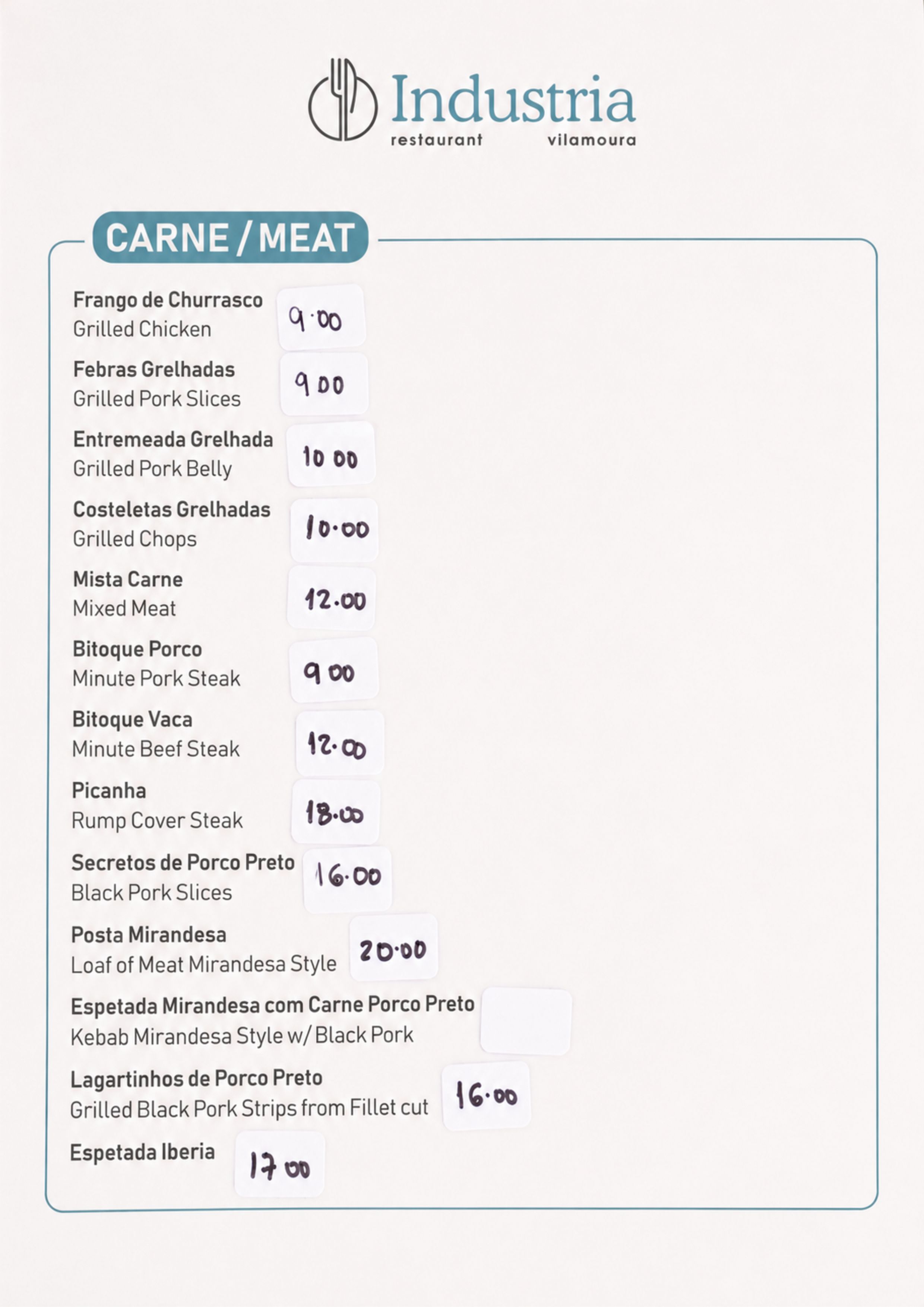 Menu SNACK-BAR INDUSTRIA página 1