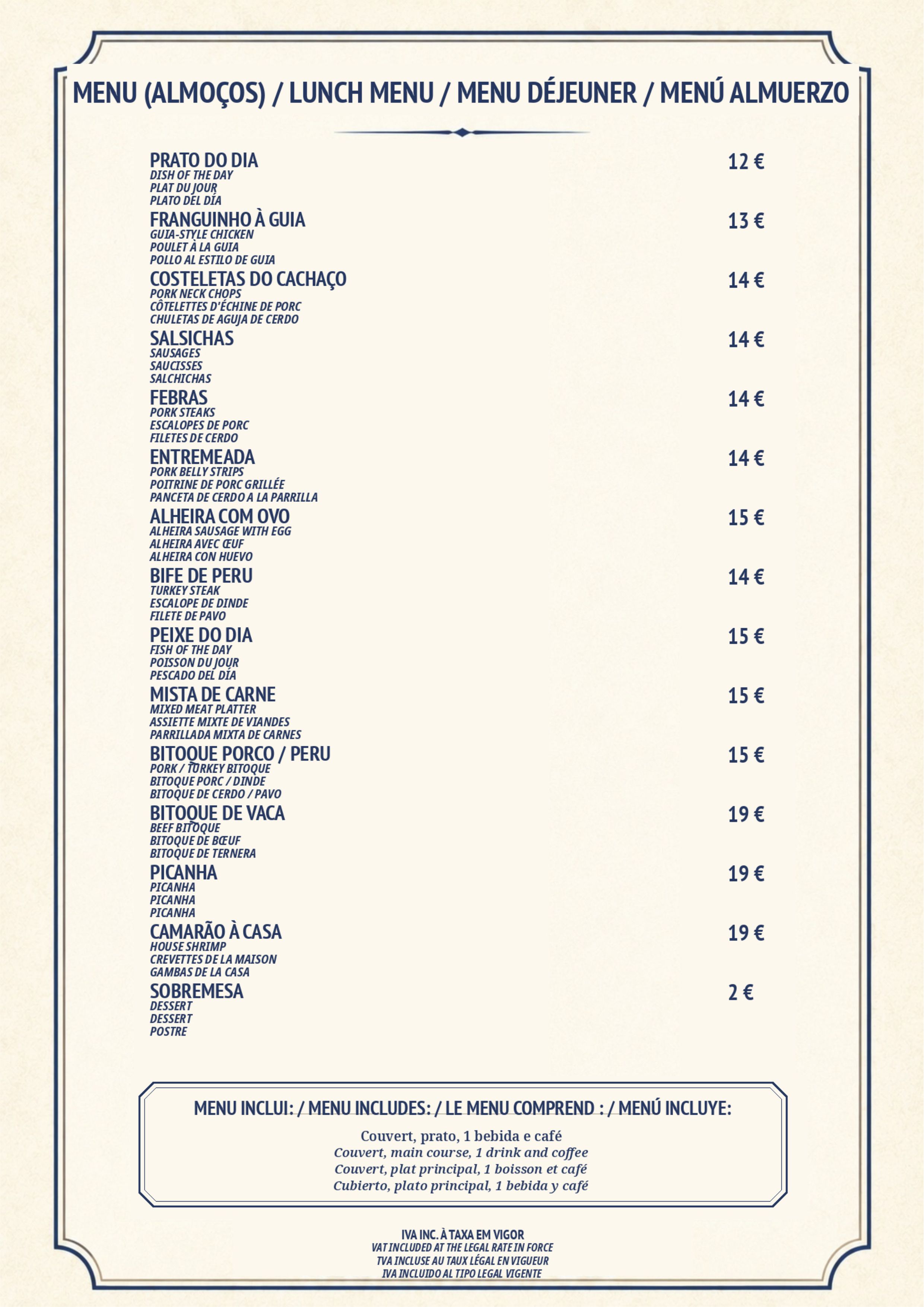 Menu RESTAURANTE LEAL página 1
