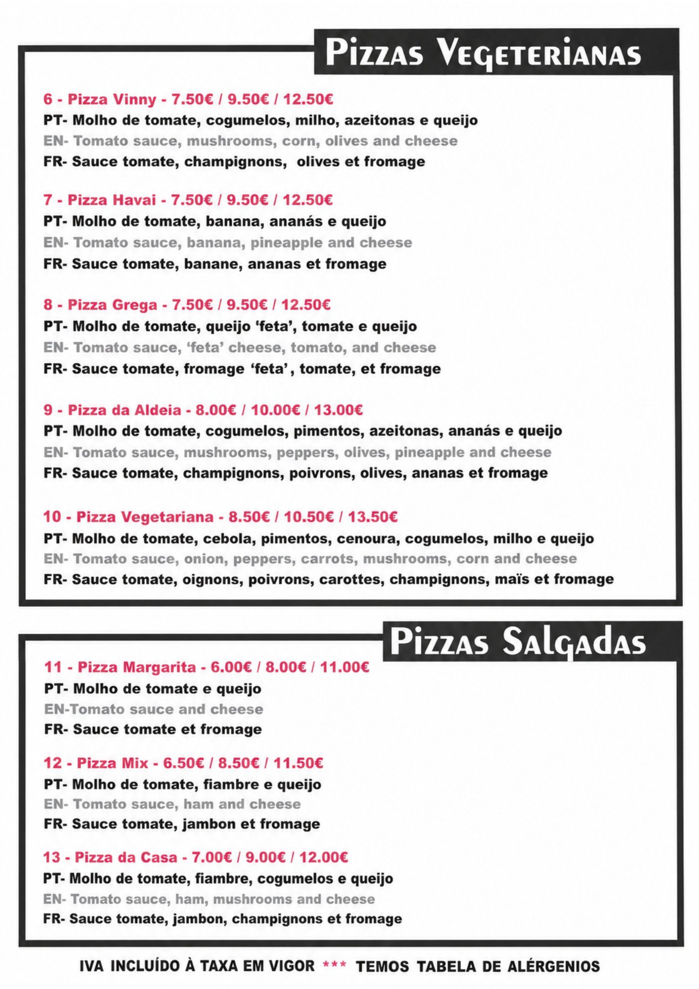 Menu PIZZARIA MILANO página 2