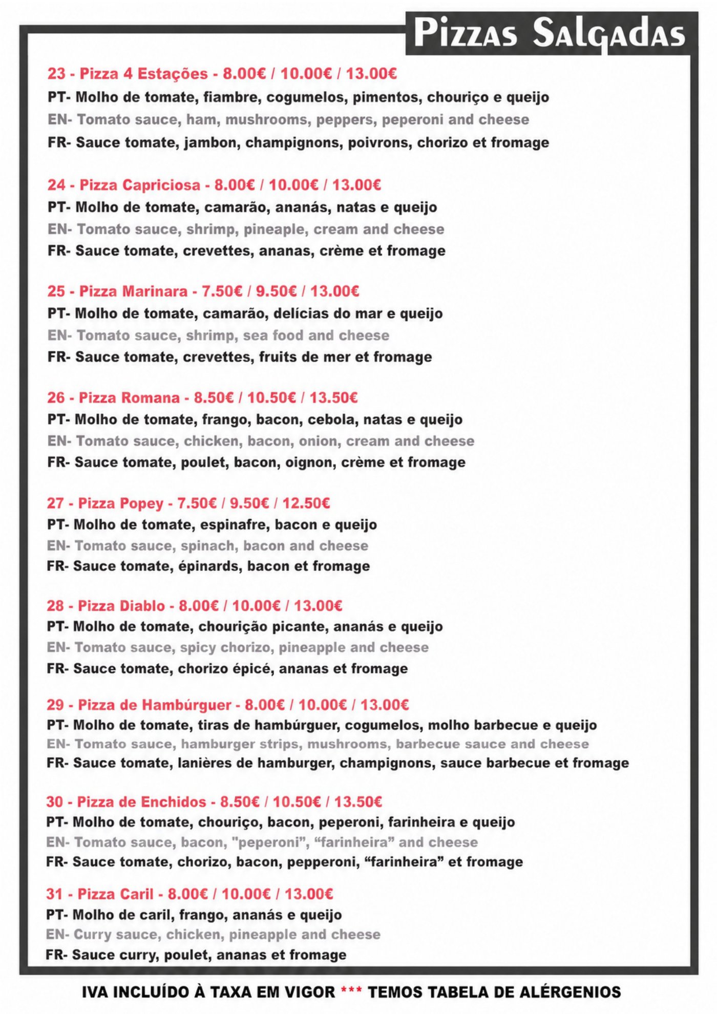 Menu PIZZARIA MILANO página 4