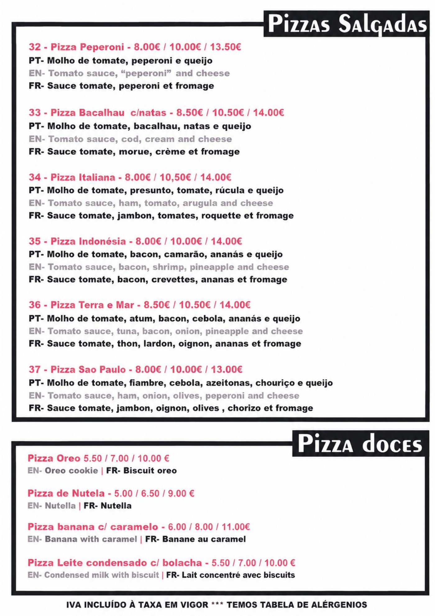 Menu PIZZARIA MILANO página 5