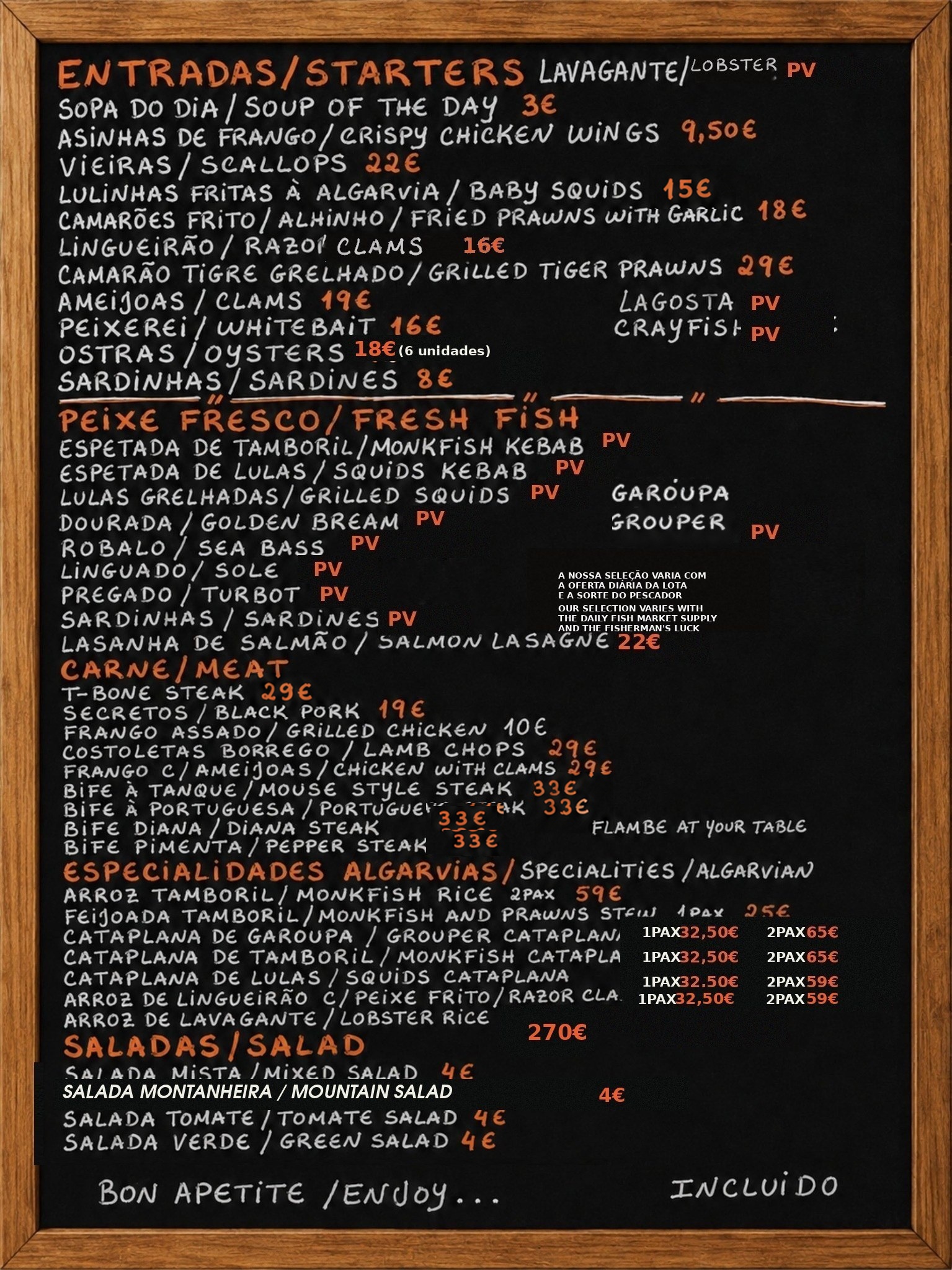 Menu RESTAURANTE O TANQUE página 1