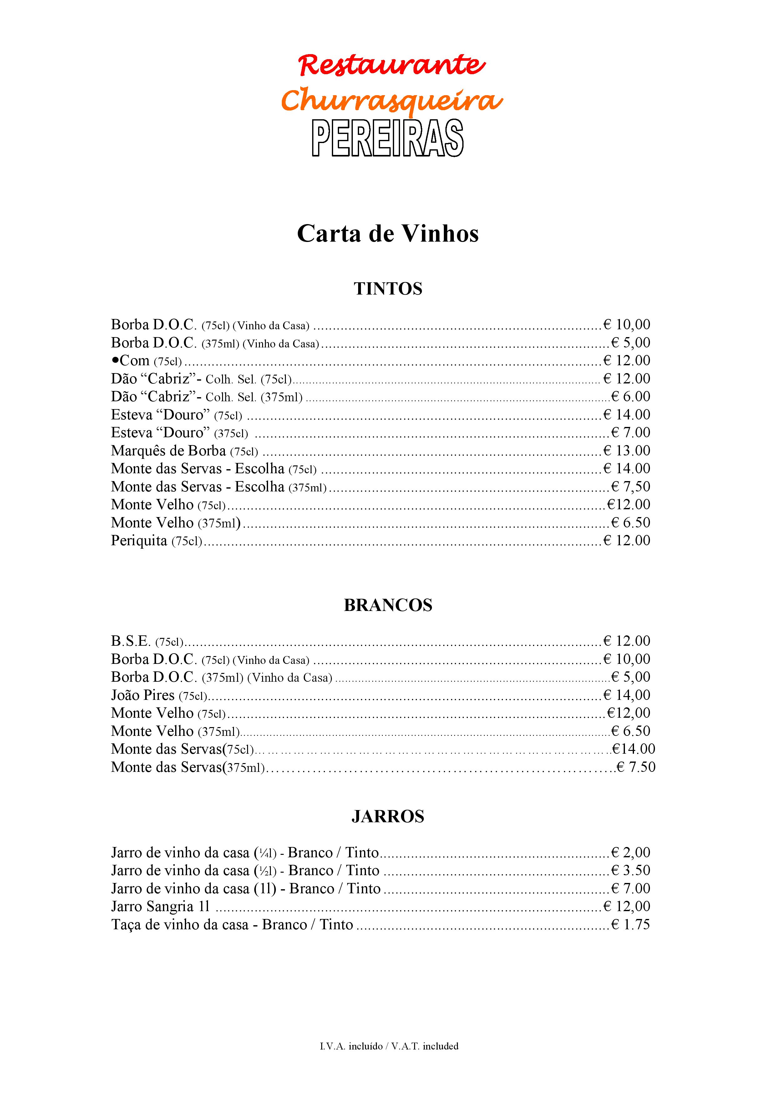 Menu RESTAURANTE PEREIRAS página 4