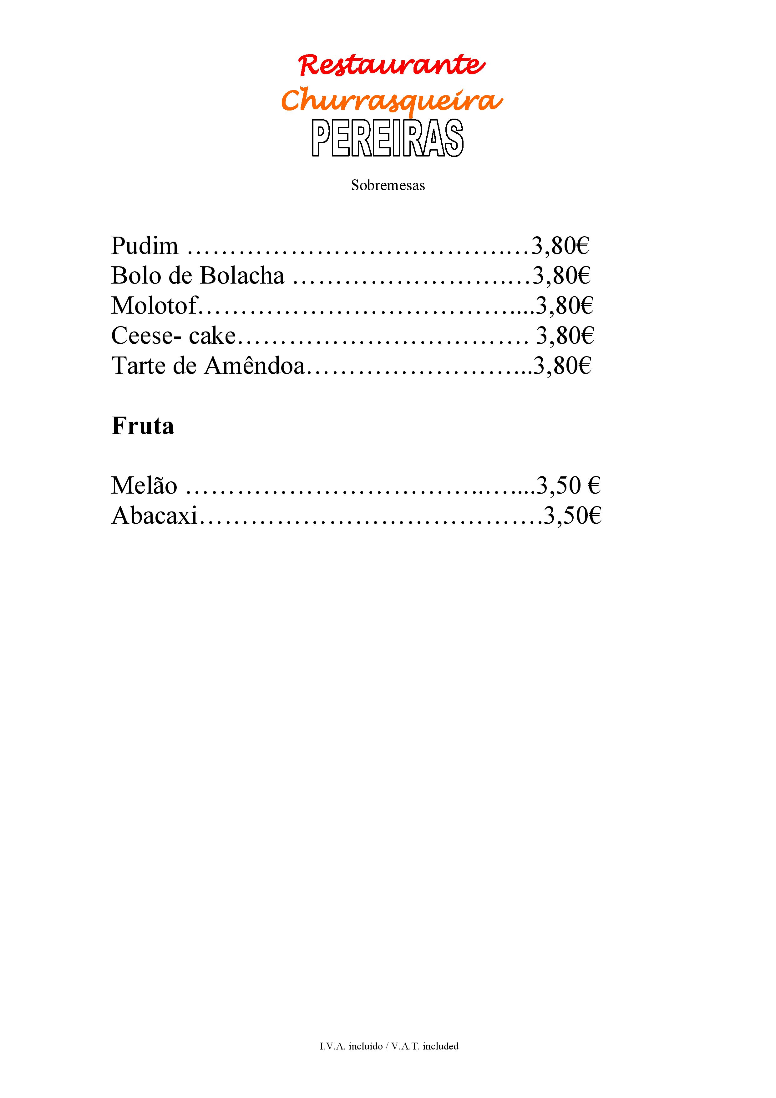 Menu RESTAURANTE PEREIRAS página 6