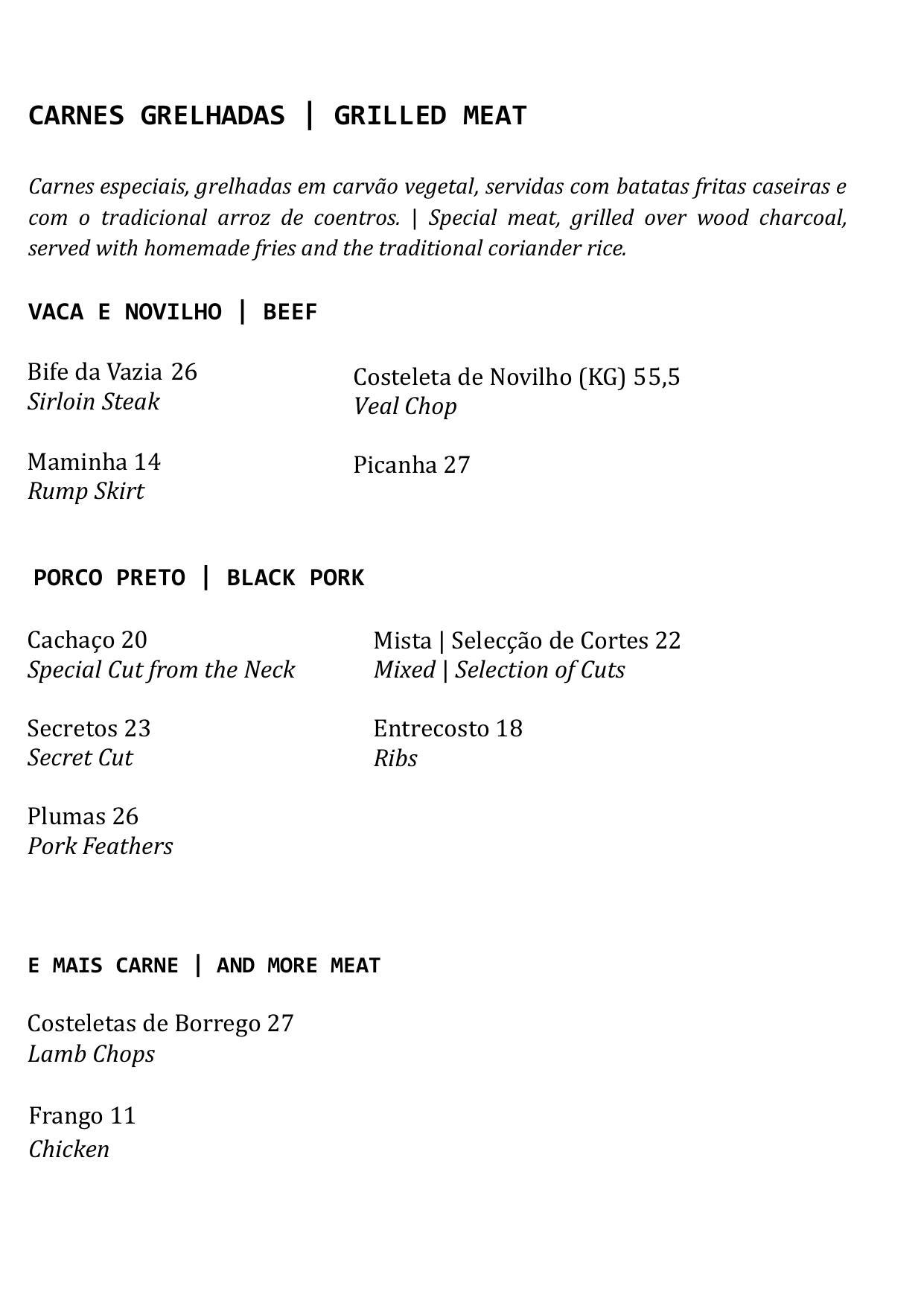 Menu RESTAURANTE RETIRO DO CAMPONÊS página 15