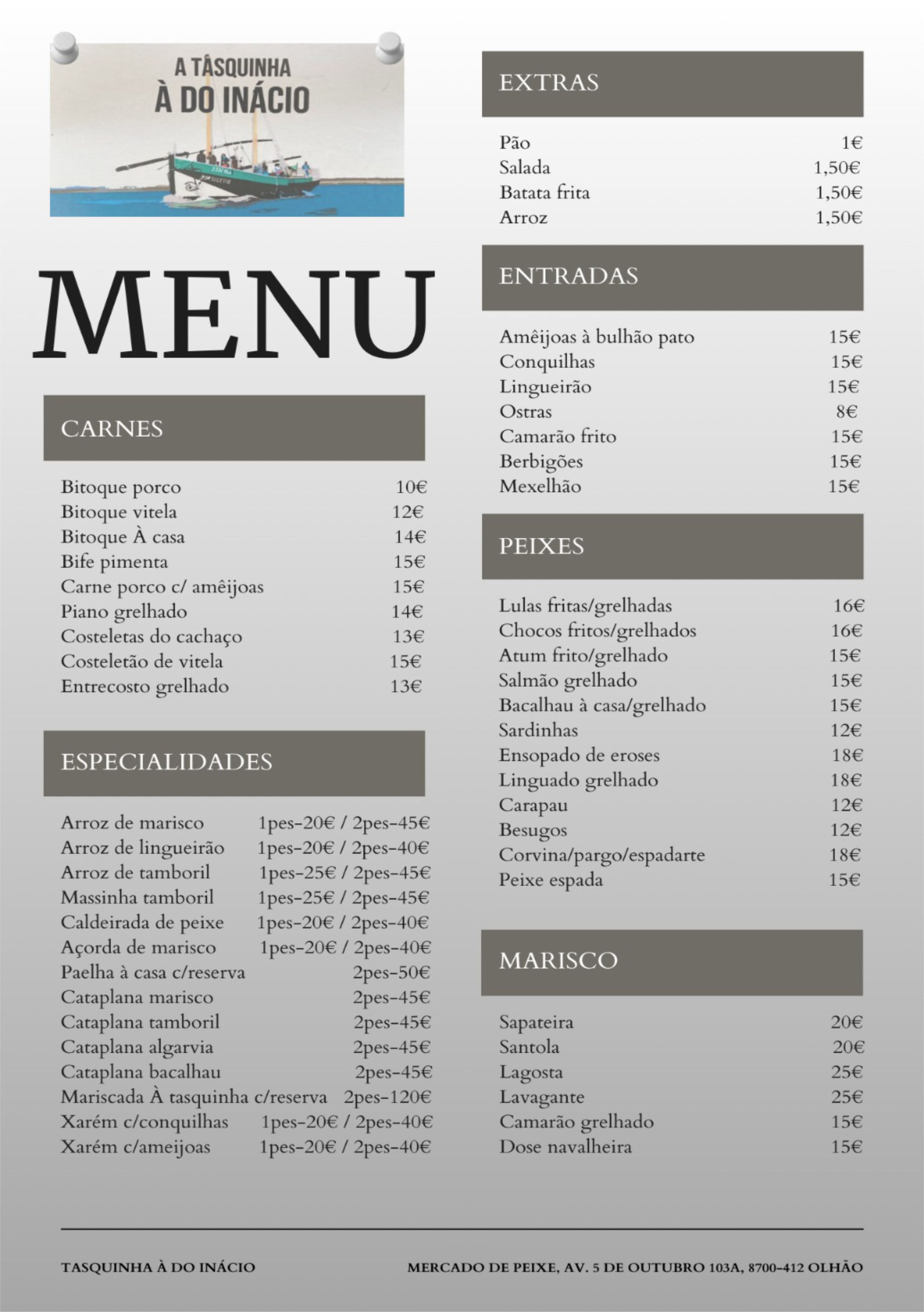 Menu A TASQUINHA À DO INÁCIO página 1