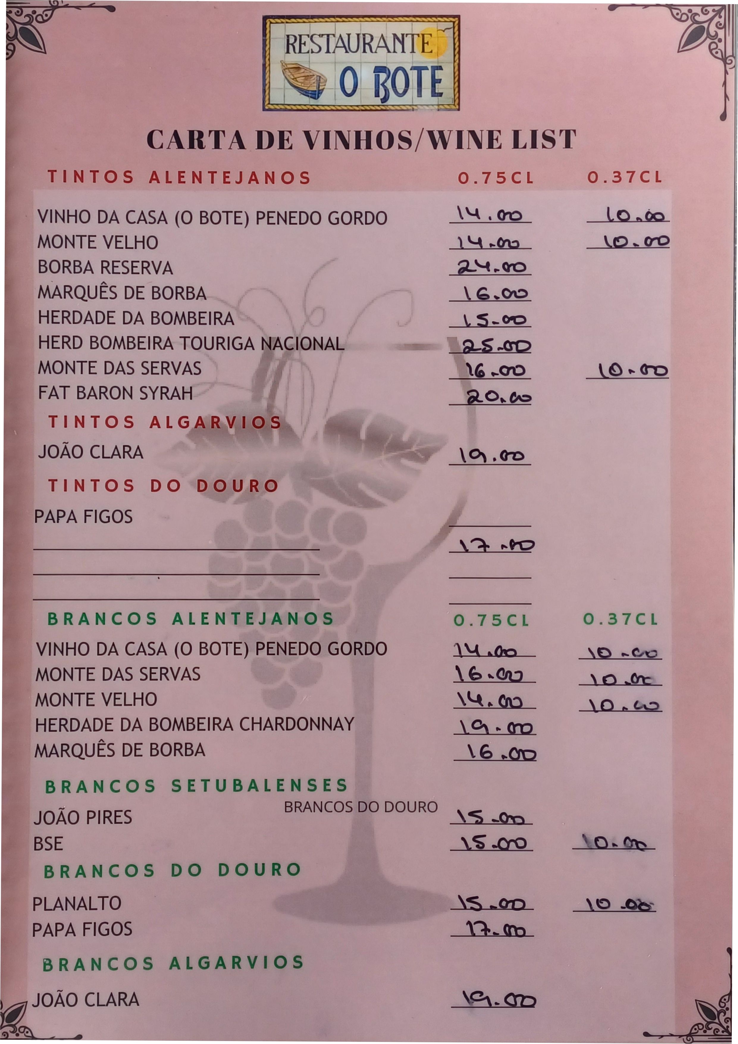 Menu RESTAURANTE O BOTE página 7