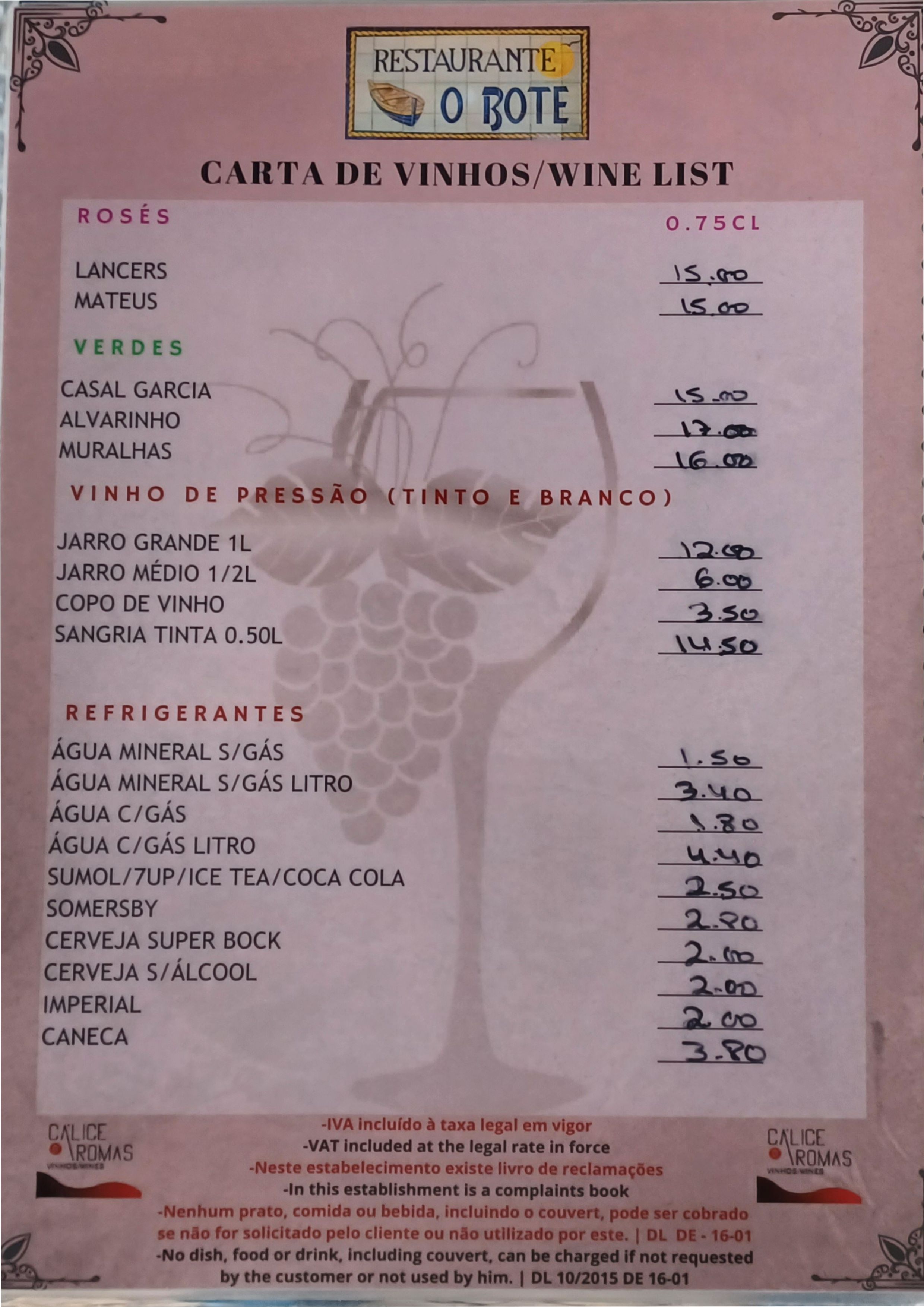 Menu RESTAURANTE O BOTE página 8