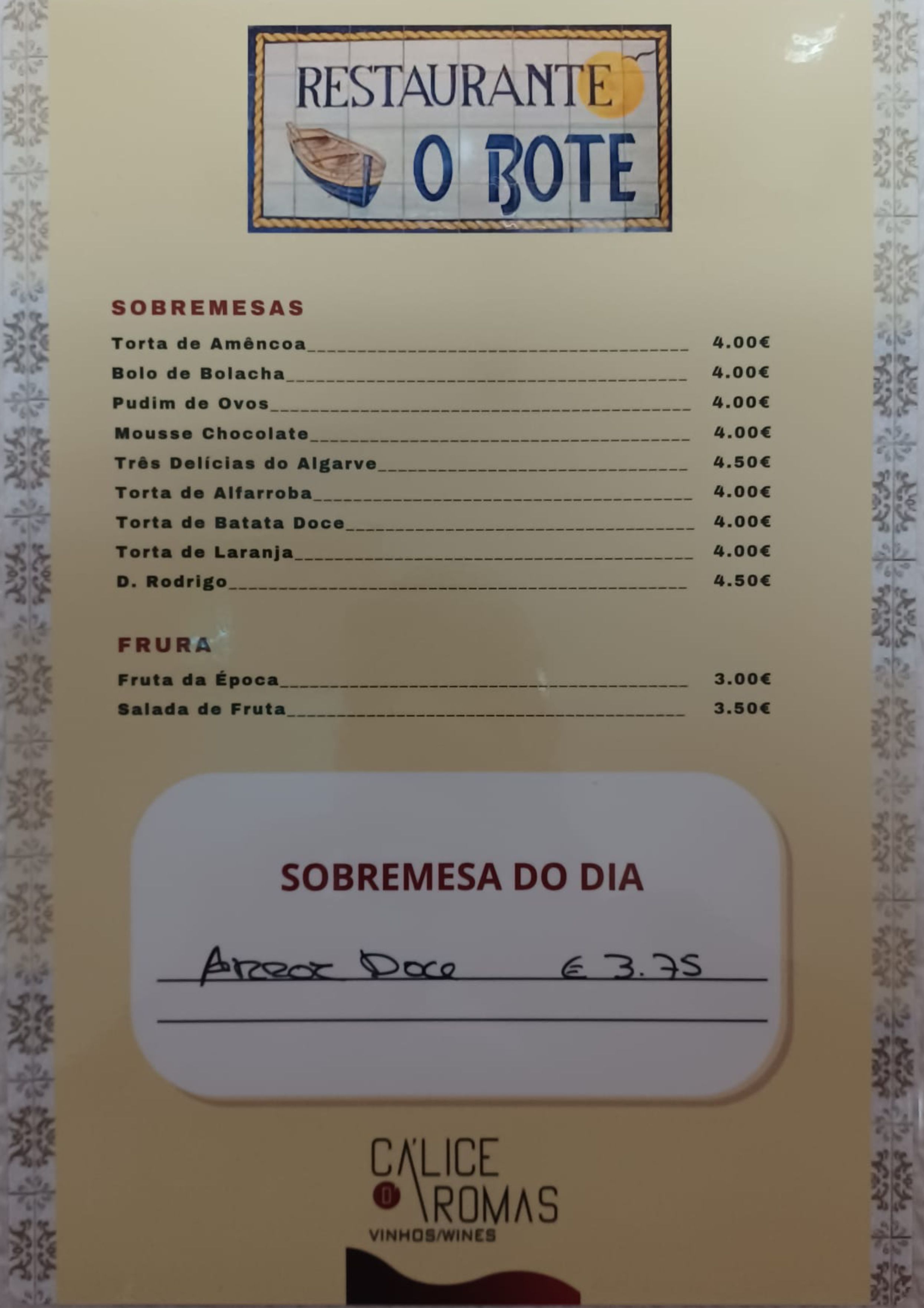Menu RESTAURANTE O BOTE página 9