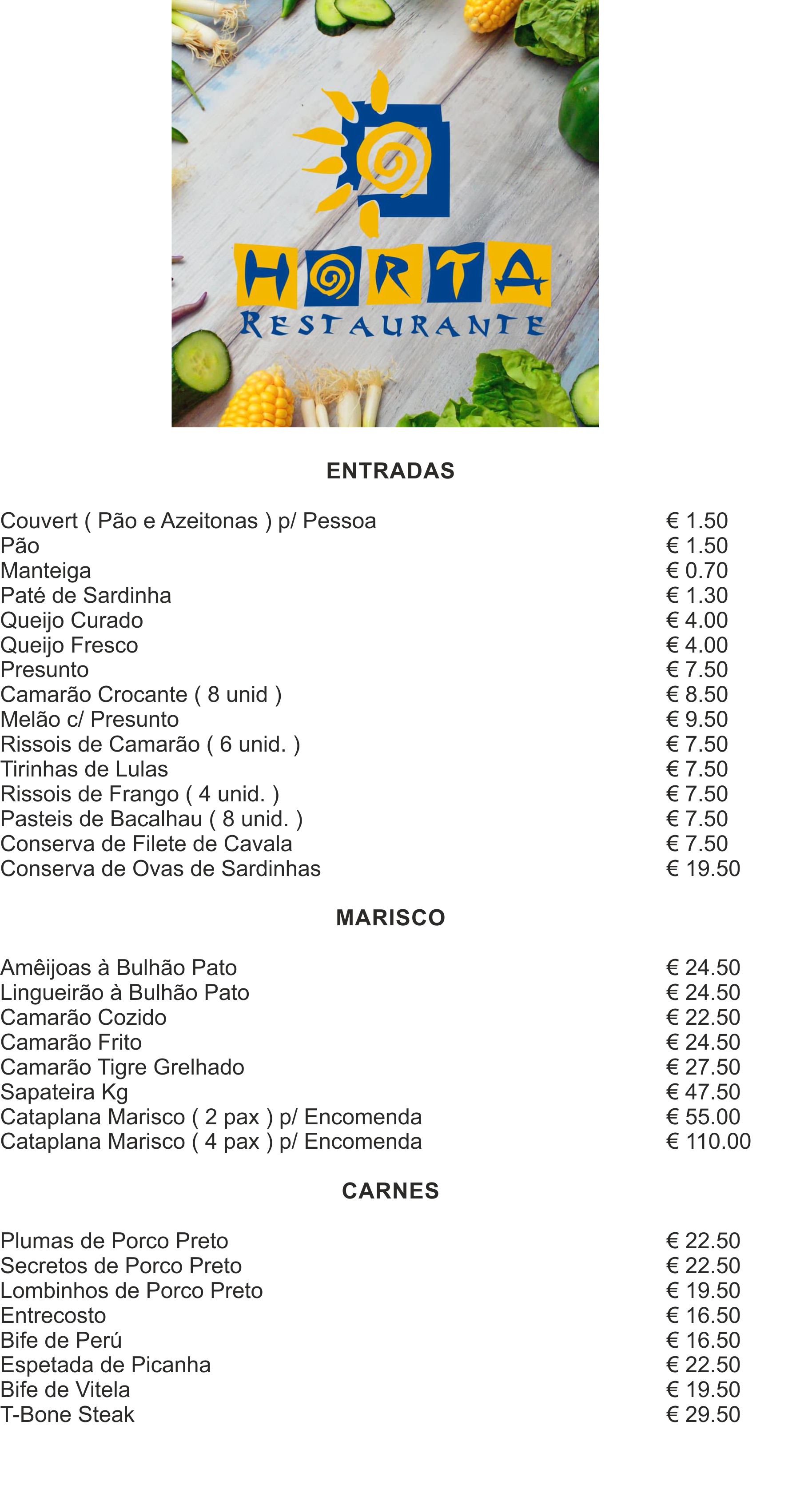 Menu RESTAURANTE HORTA página 2
