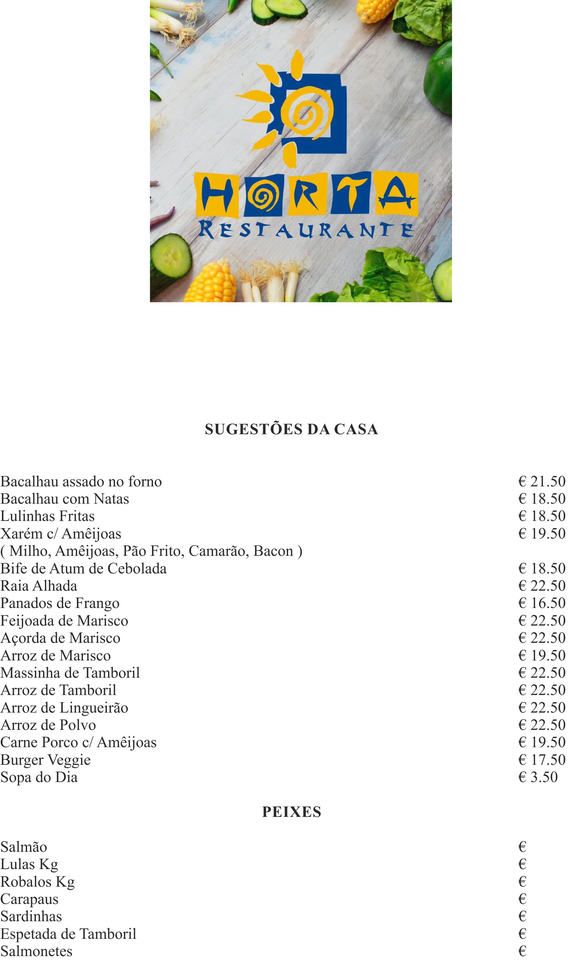 Menu RESTAURANTE HORTA página 3