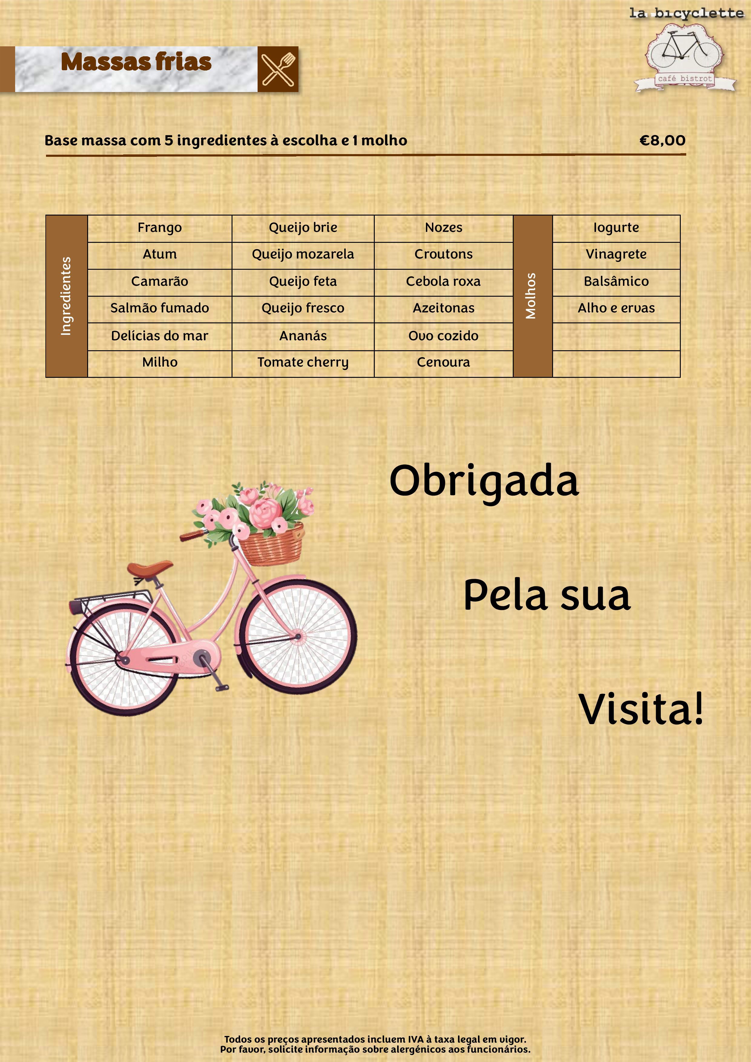 Menu LA BICYCLETTE página 6