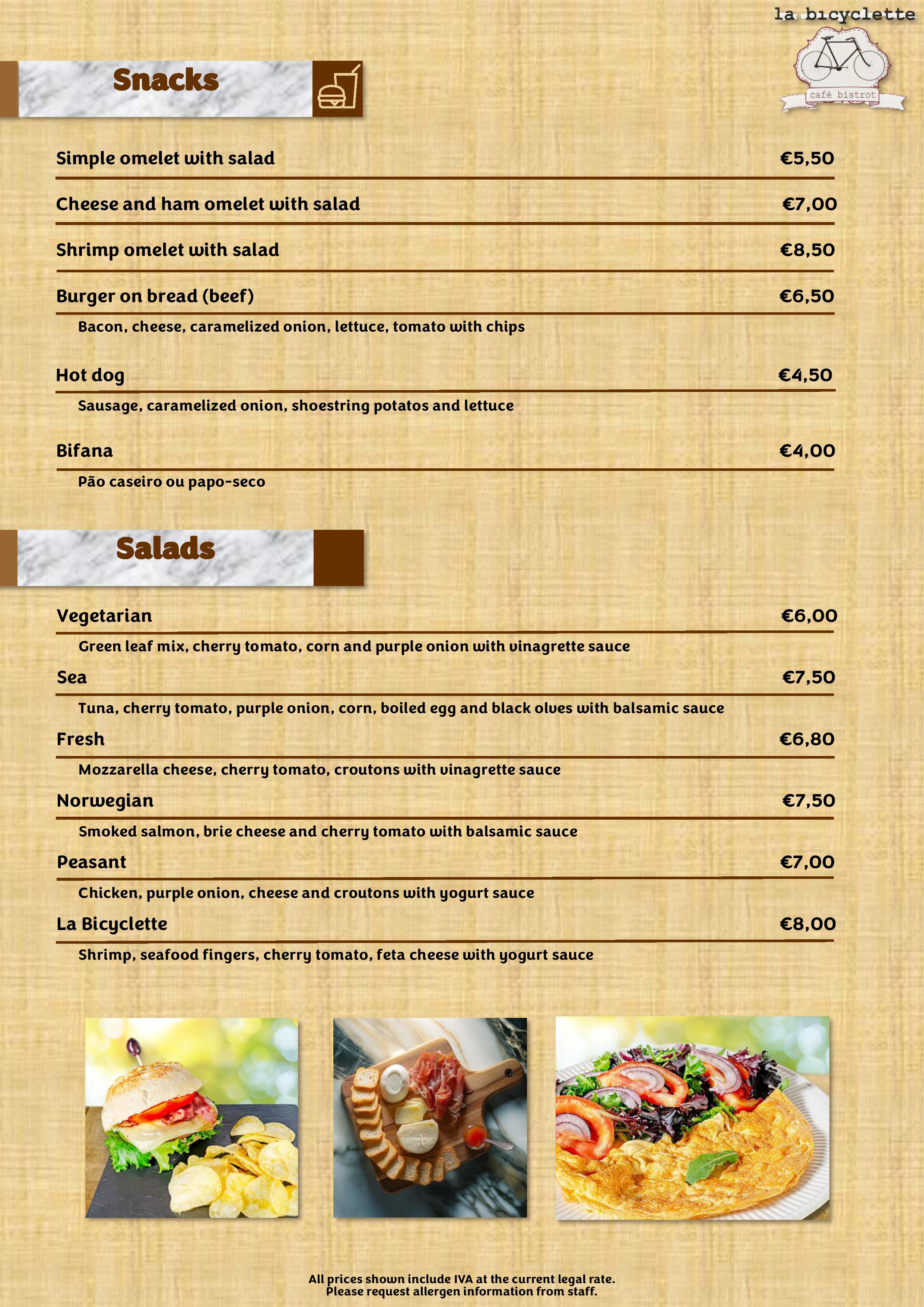 Menu LA BICYCLETTE página 8