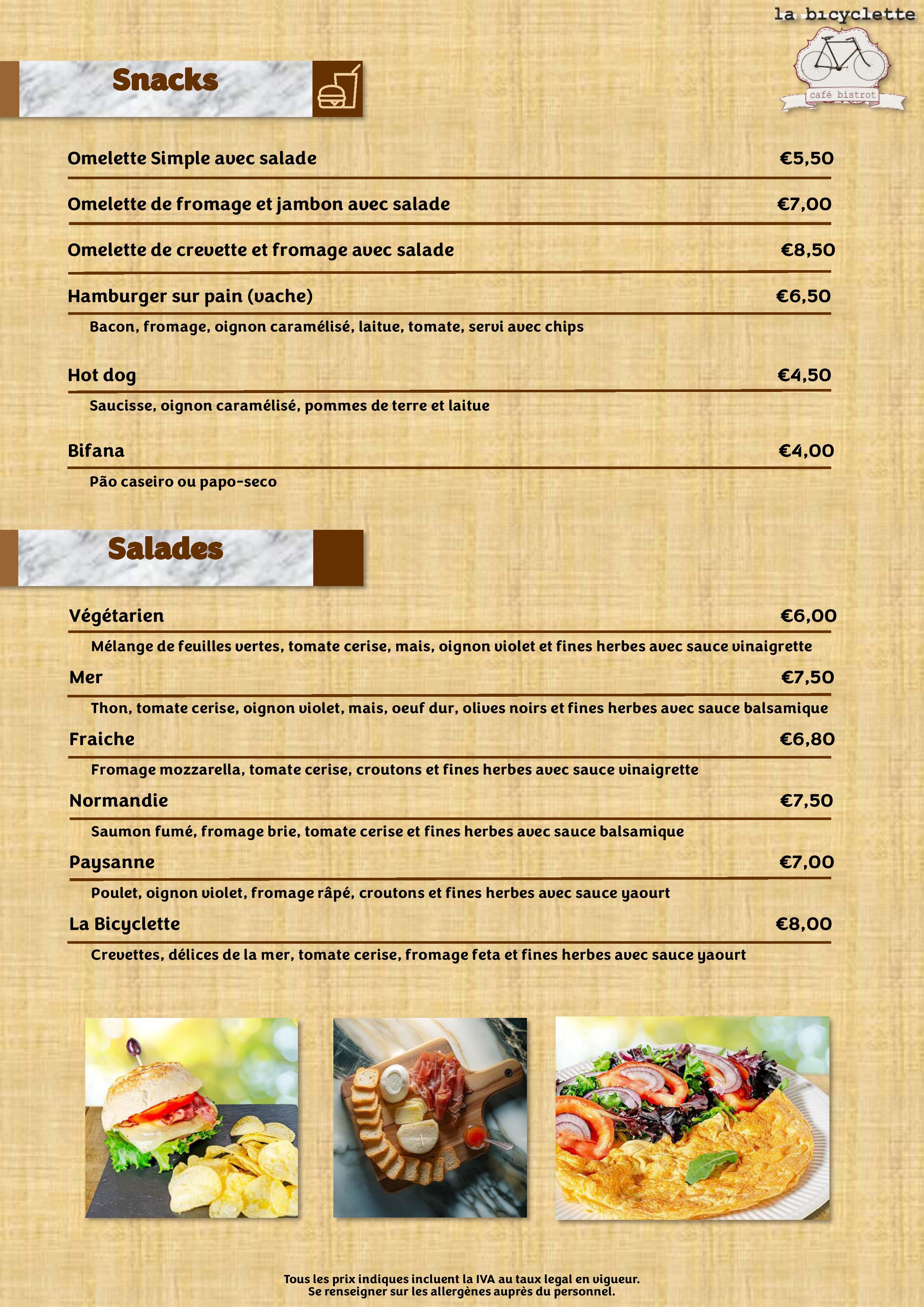 Menu LA BICYCLETTE página 11