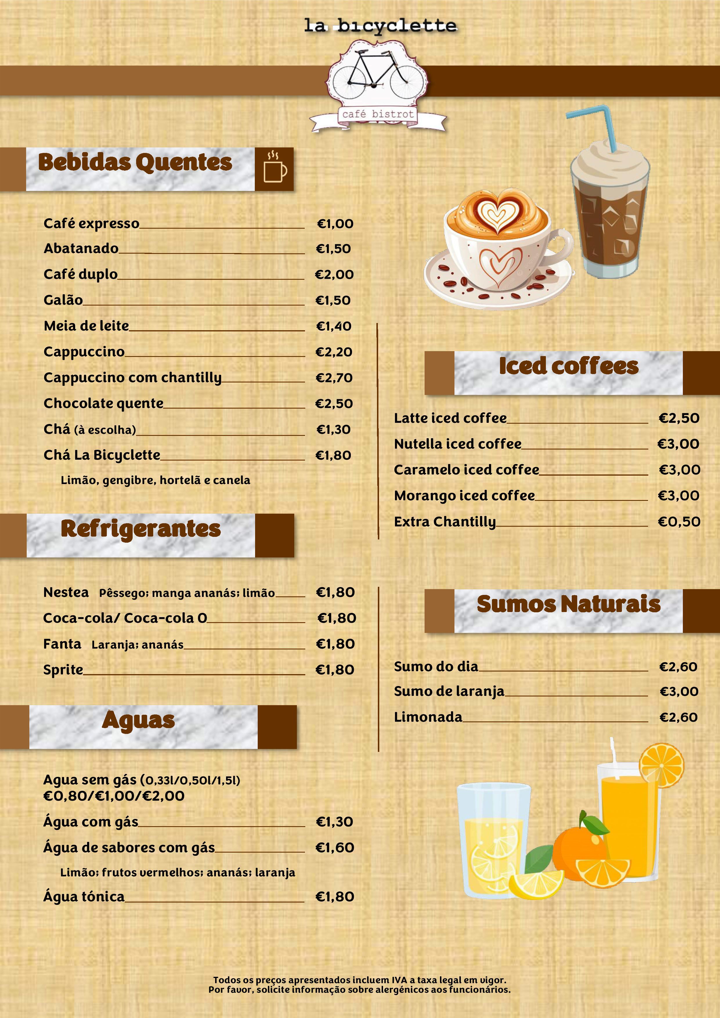 Menu LA BICYCLETTE página 13