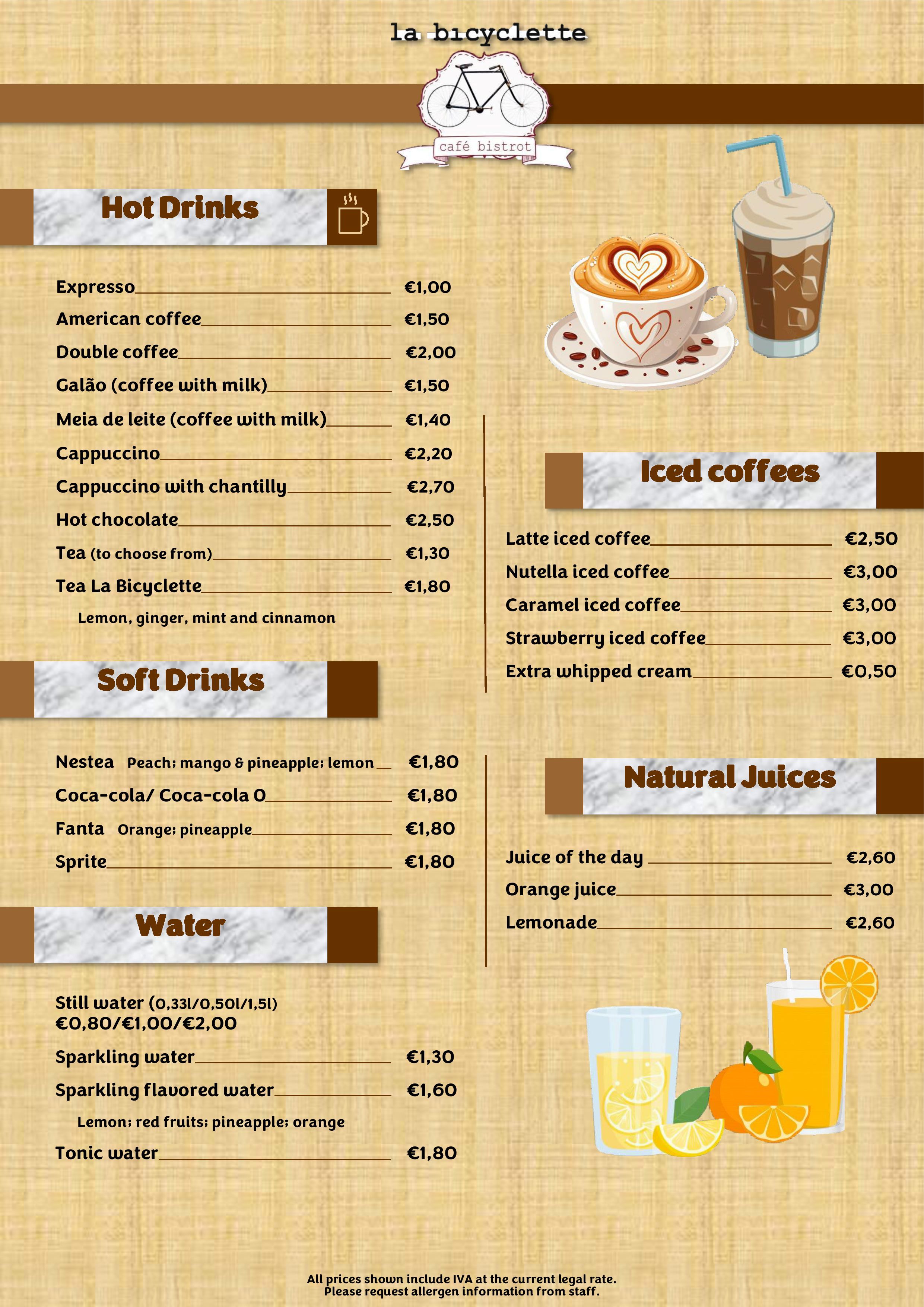 Menu LA BICYCLETTE página 15