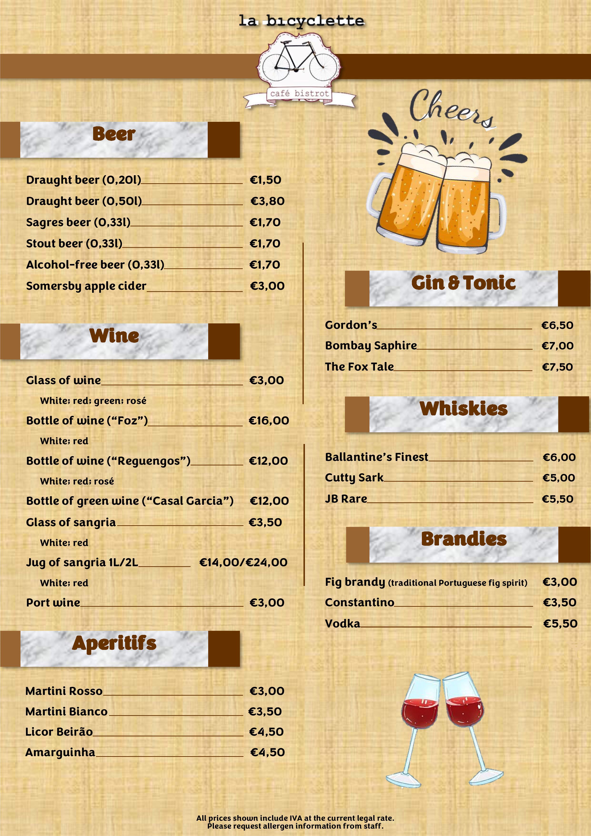 Menu LA BICYCLETTE página 16