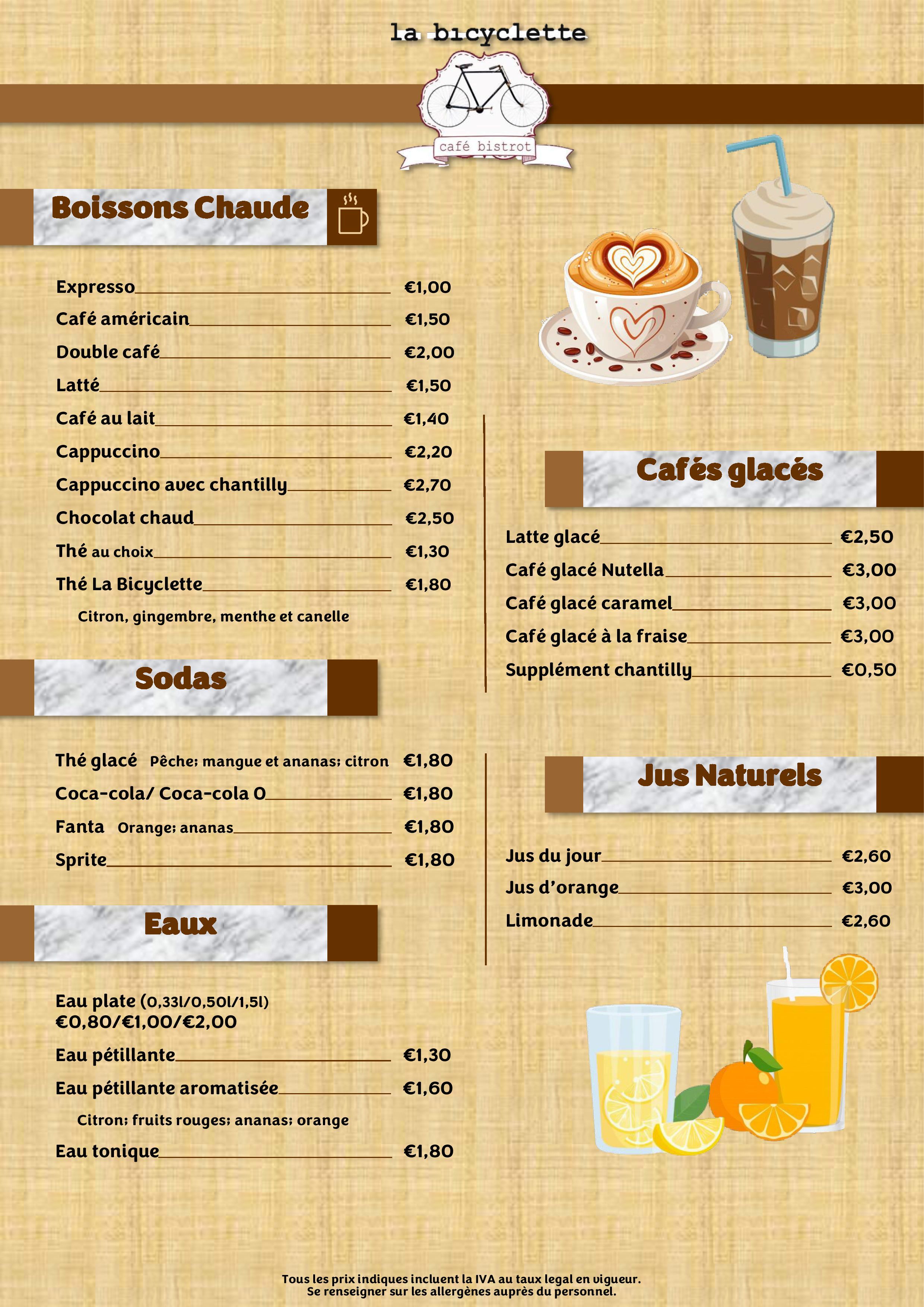 Menu LA BICYCLETTE página 17