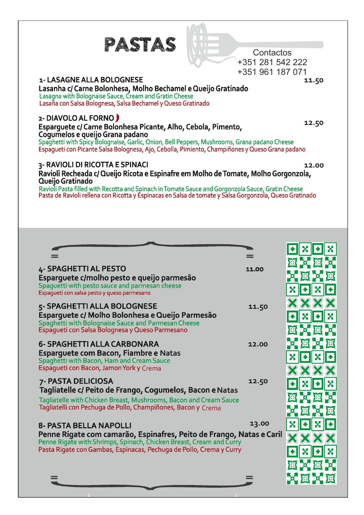 Menu BELLA NAPOLI página 2