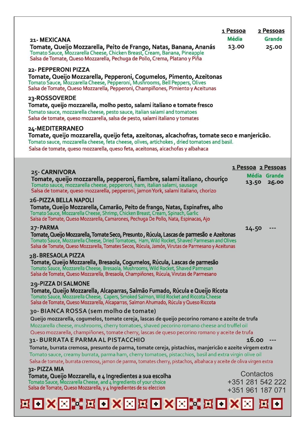 Menu BELLA NAPOLI página 6