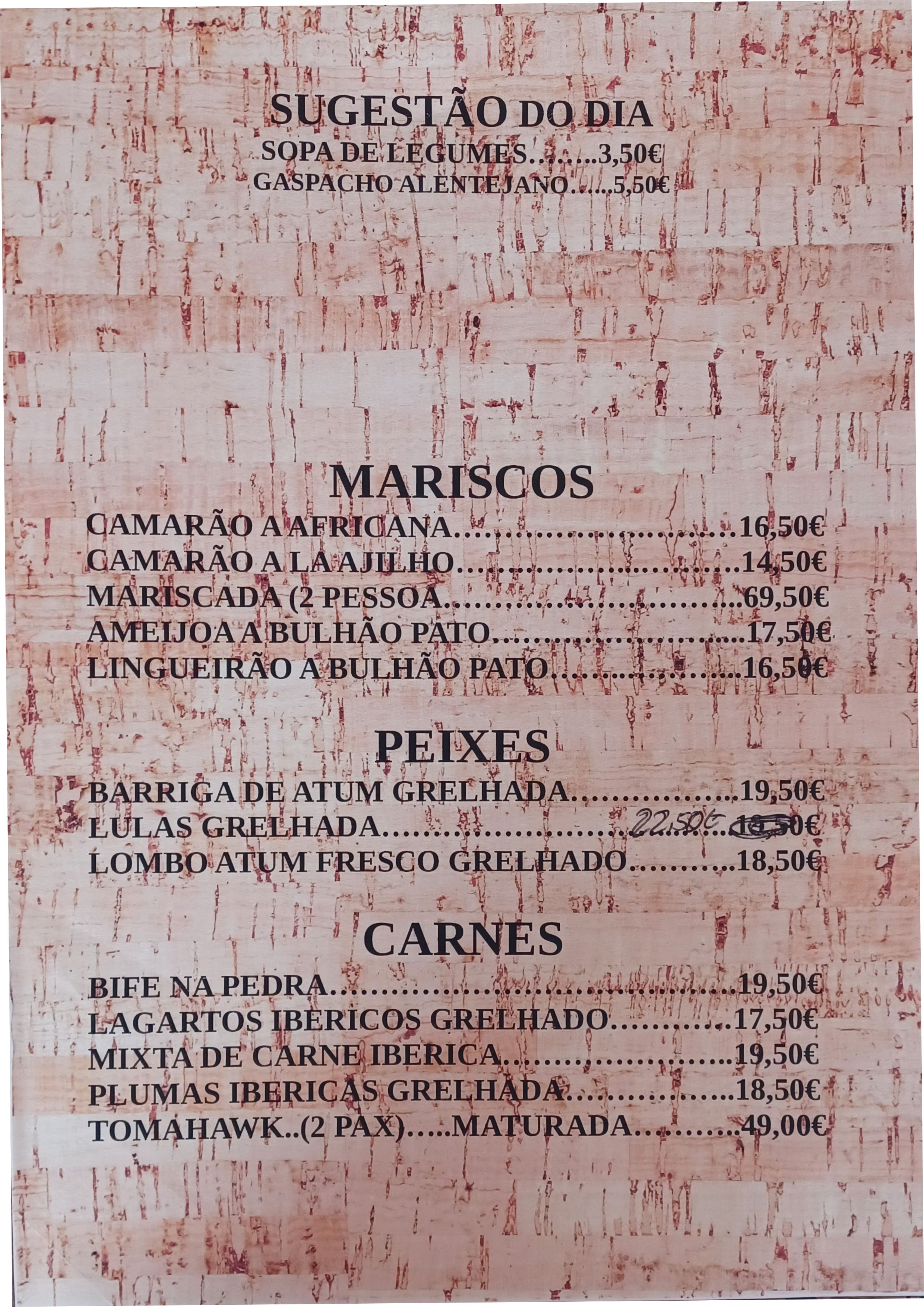 Menu RESTAURANTE MIGALHAS página 1