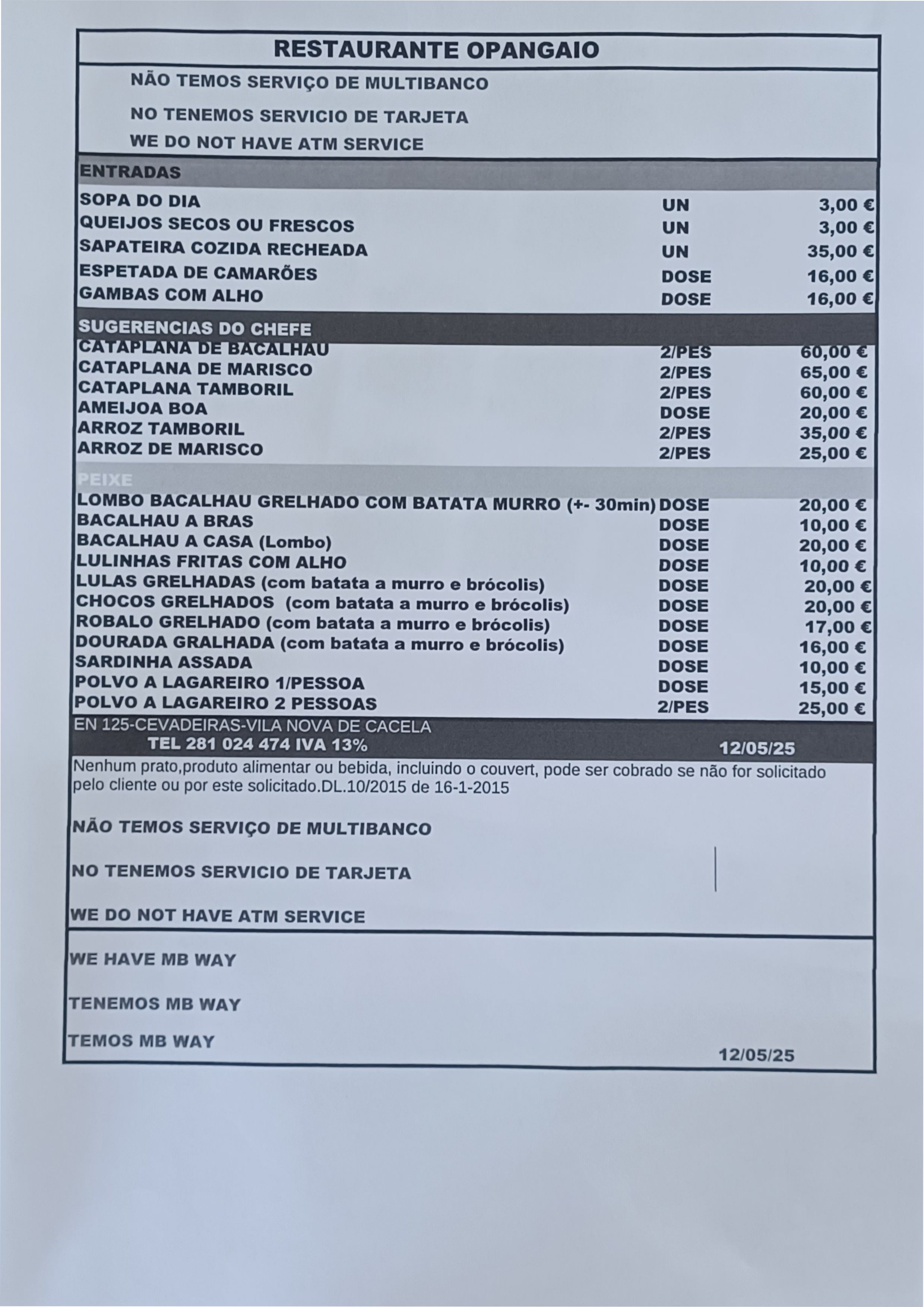 Menu O PANGAIO página 2