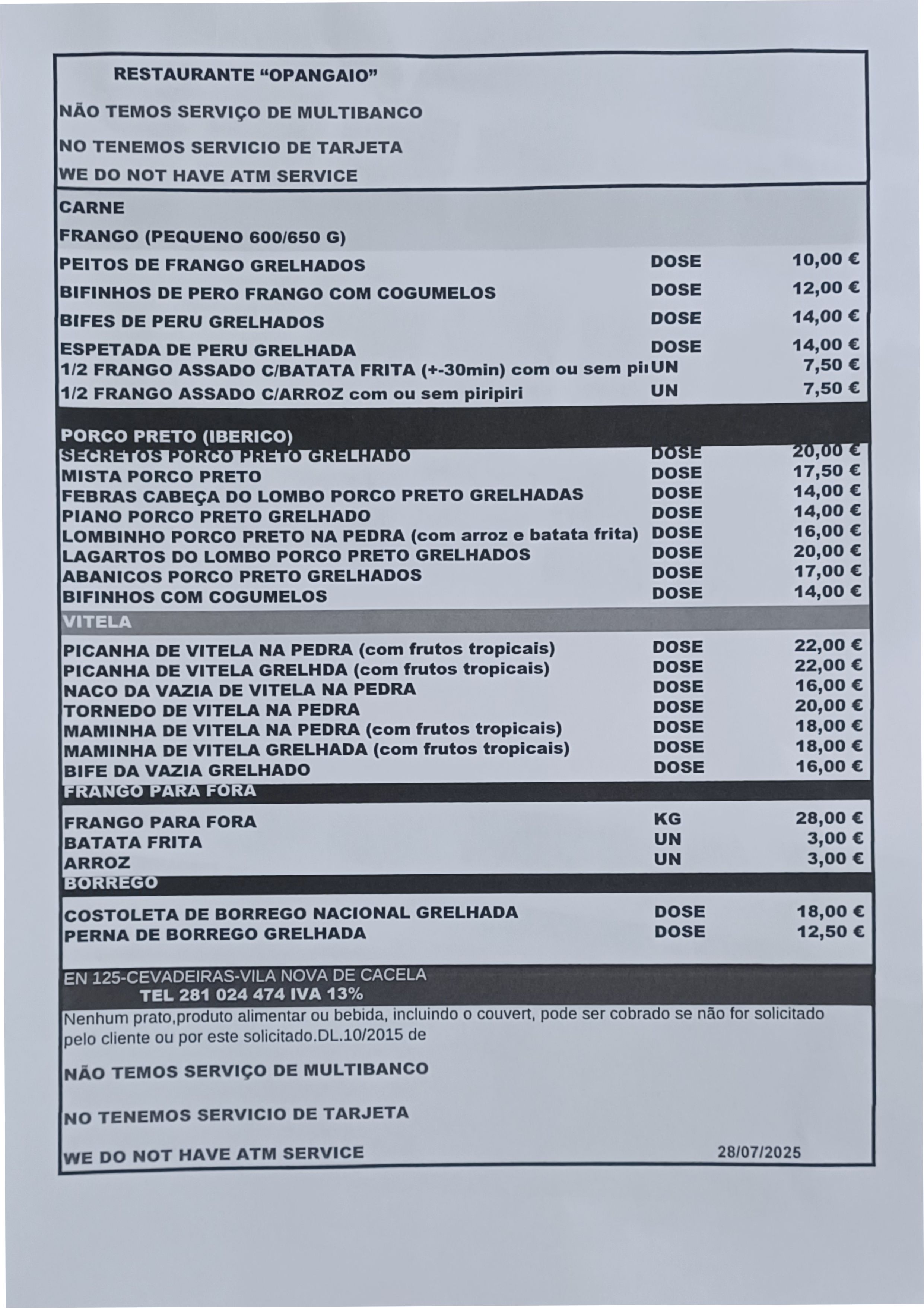 Menu O PANGAIO página 3